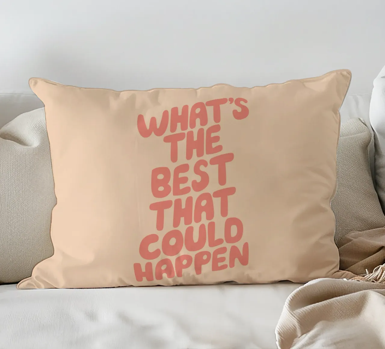 What's The Best That Could Happen Inspirational Quote Print decorative cushion by THE MOTIVATED TYPE