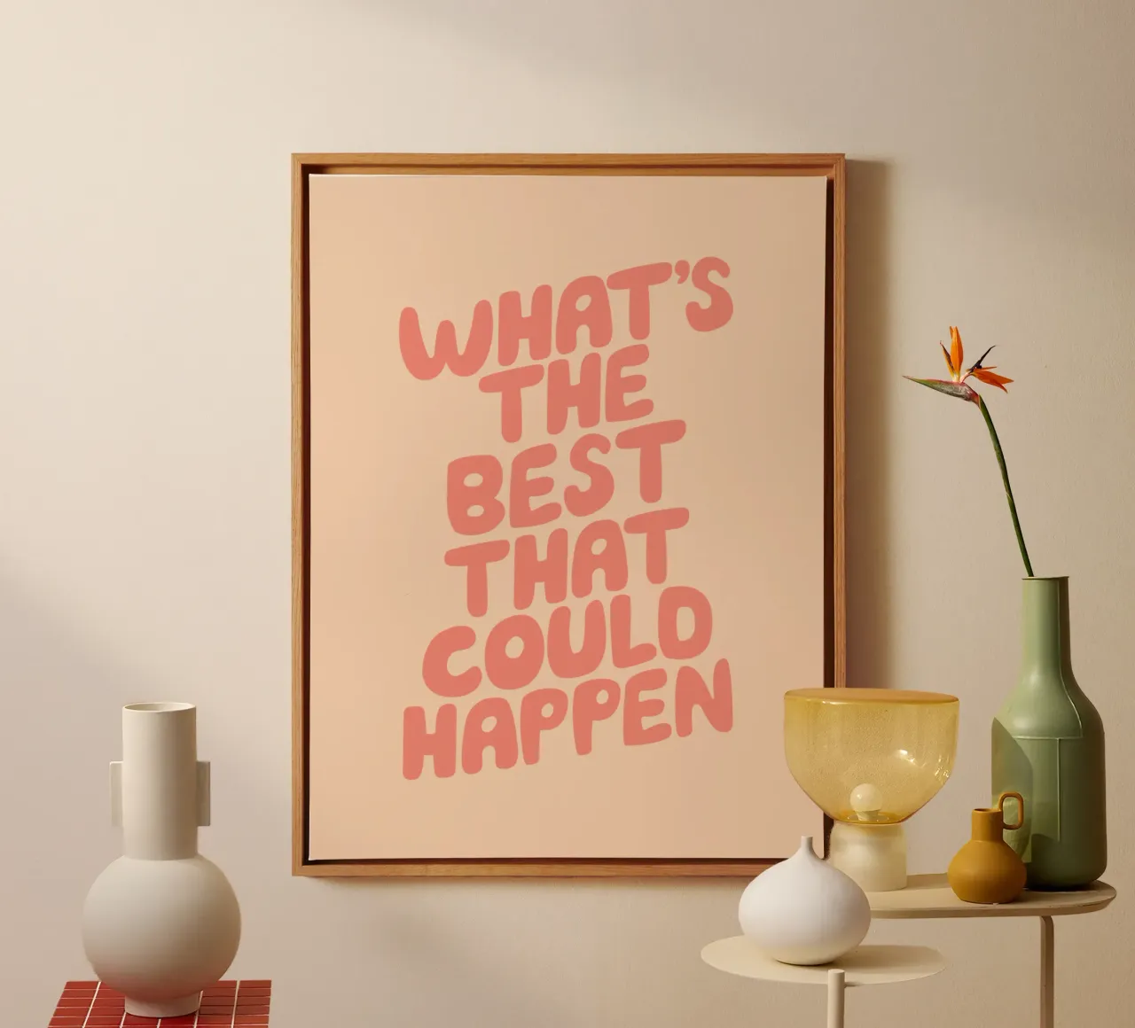 What's The Best That Could Happen Inspirational Quote Print canvas with Floater frame by THE MOTIVATED TYPE