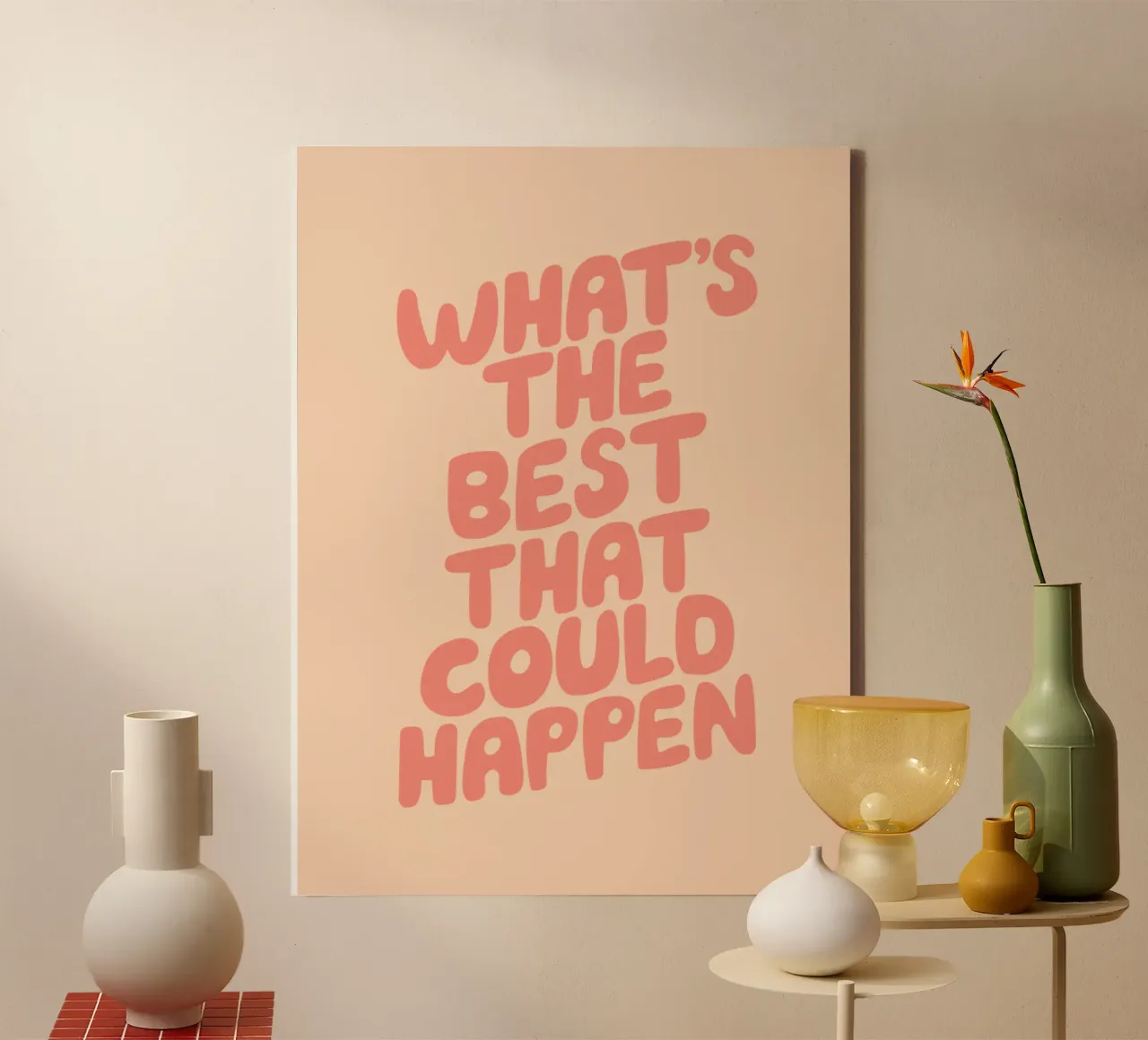 What's The Best That Could Happen Inspirational Quote Print canvas with Floater frame by THE MOTIVATED TYPE