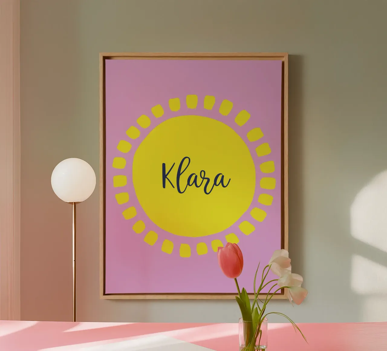 Giallo sole rosa tela con Cornice a cassetta da All Colours