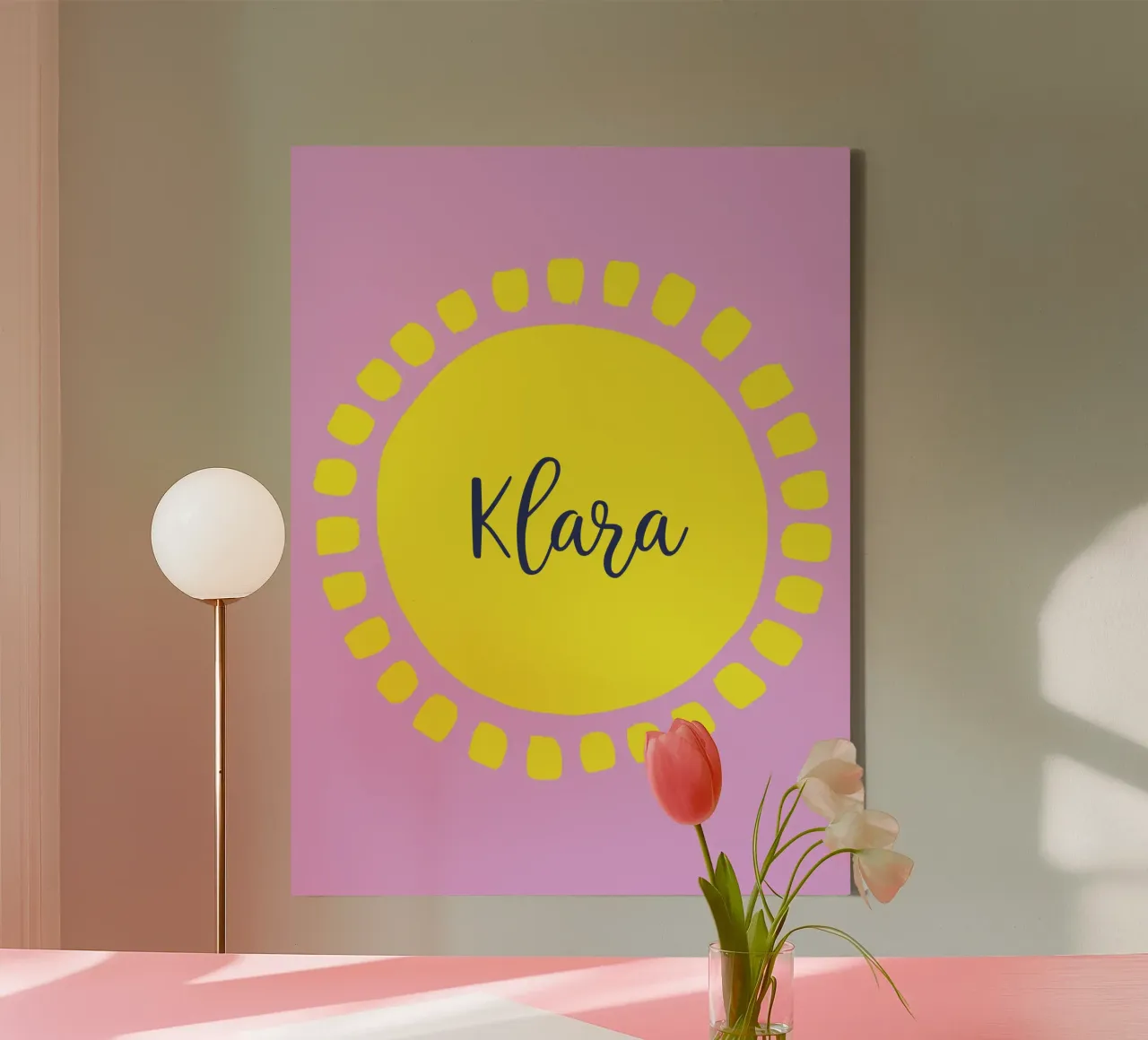 Giallo sole rosa tela con Cornice a cassetta da All Colours