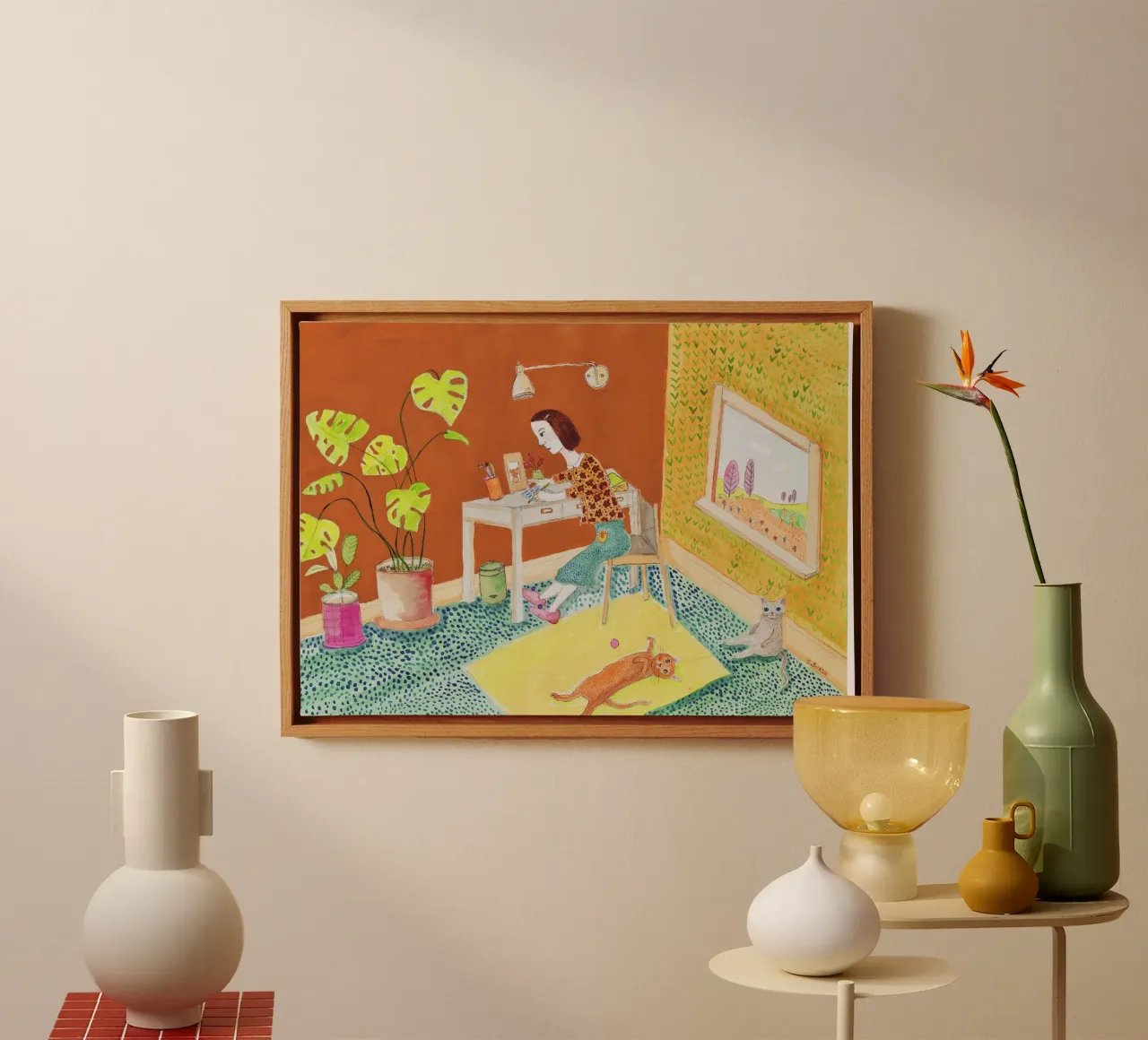 Vita con i gatti tela con Cornice a cassetta da Pictufy Sun & Spirit
