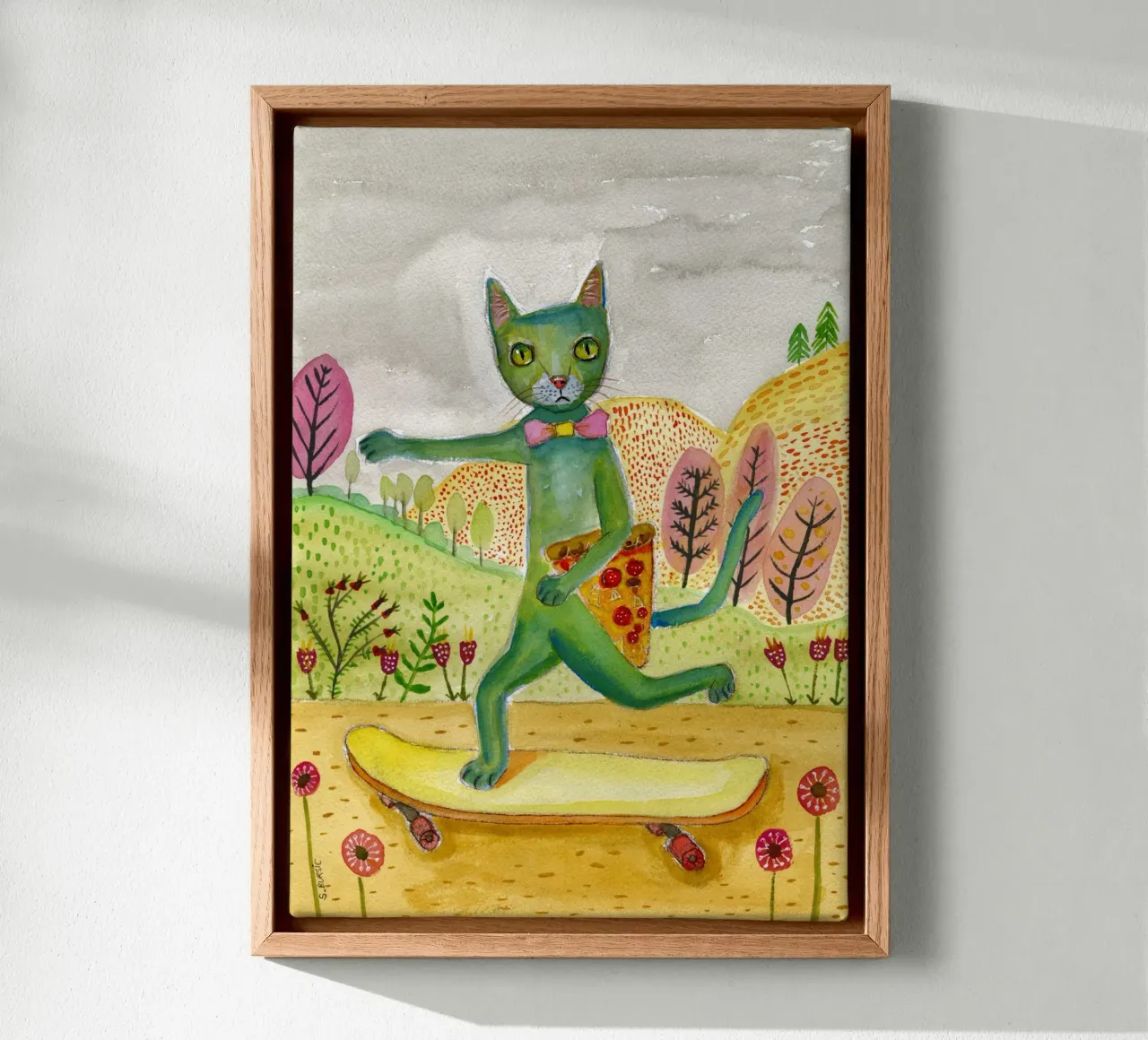 Pizza Cat tela con Cornice a cassetta da Pictufy Sun & Spirit