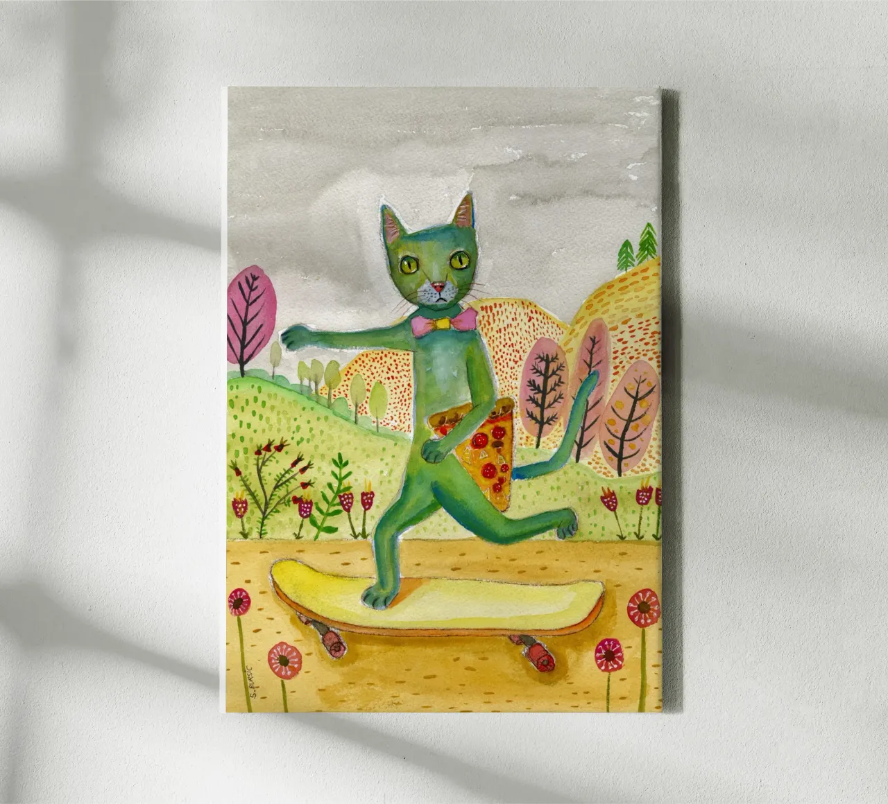 Pizza Cat tela con Cornice a cassetta da Pictufy Sun & Spirit