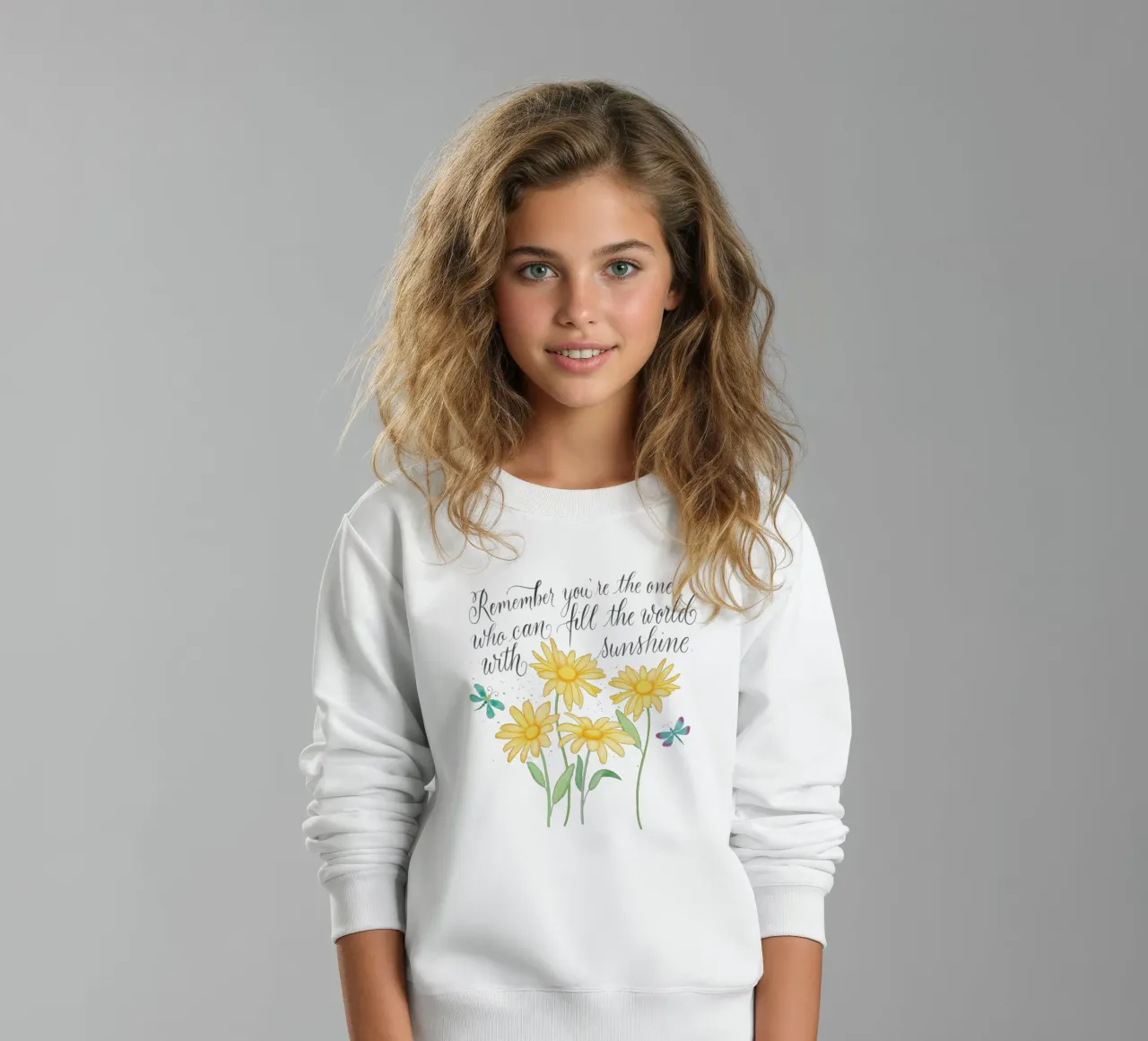 Fiori delicati con libellule. Vibrazioni positive con il sole. felpa bambino da CalliLetters
