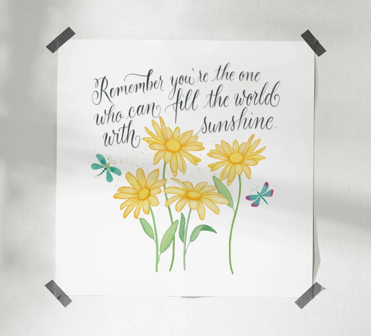 Fiori delicati con libellule. Vibrazioni positive con il sole. carta hahnemühle da CalliLetters