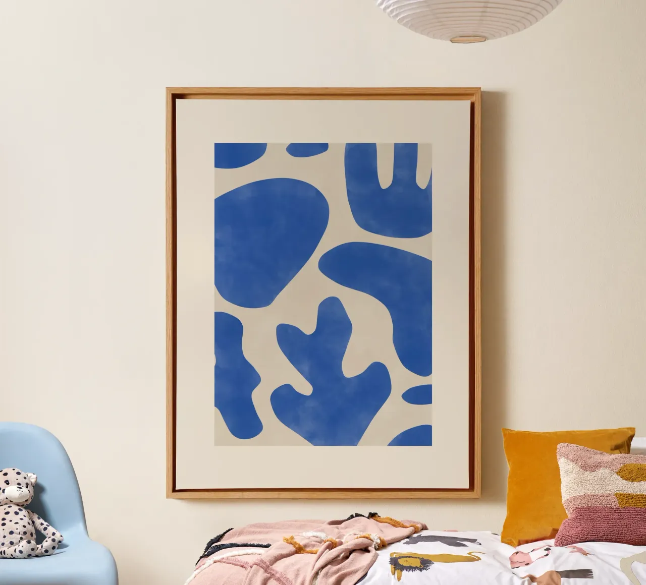 Blauwe abstracties canvas met Baklijst van Pictufy Sun & Spirit