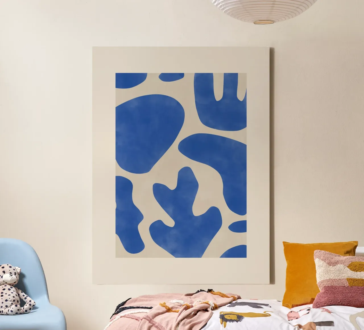 Blauwe abstracties canvas met Baklijst van Pictufy Sun & Spirit