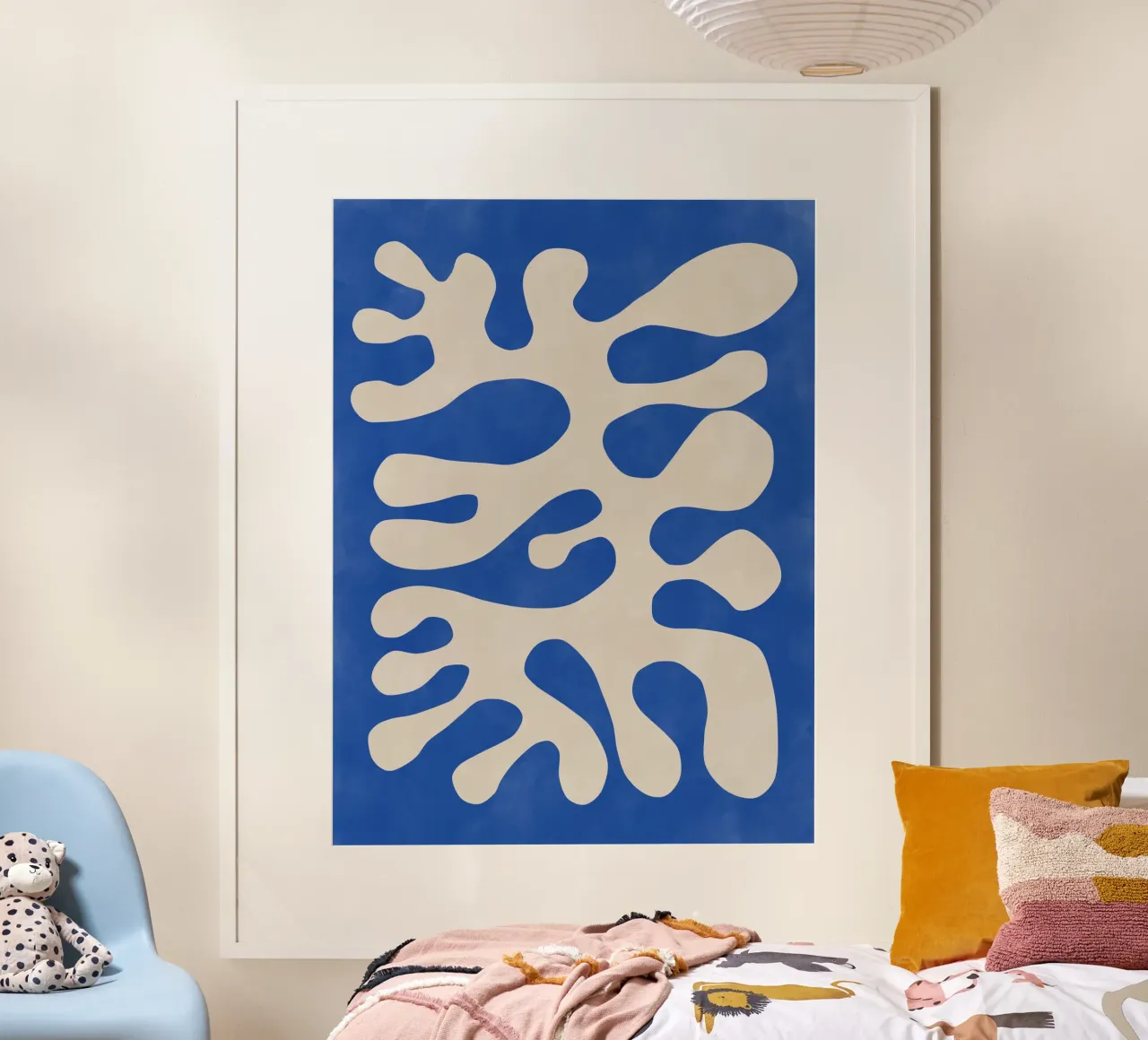 Forme organiche blu poster con telaio in alluminio da Pictufy Sun & Spirit