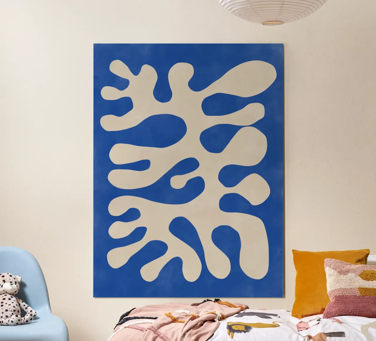 Forme organiche blu poster con telaio in alluminio da Pictufy Sun & Spirit