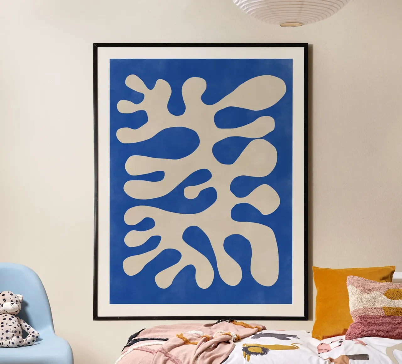 Forme organiche blu poster con telaio in alluminio da Pictufy Sun & Spirit