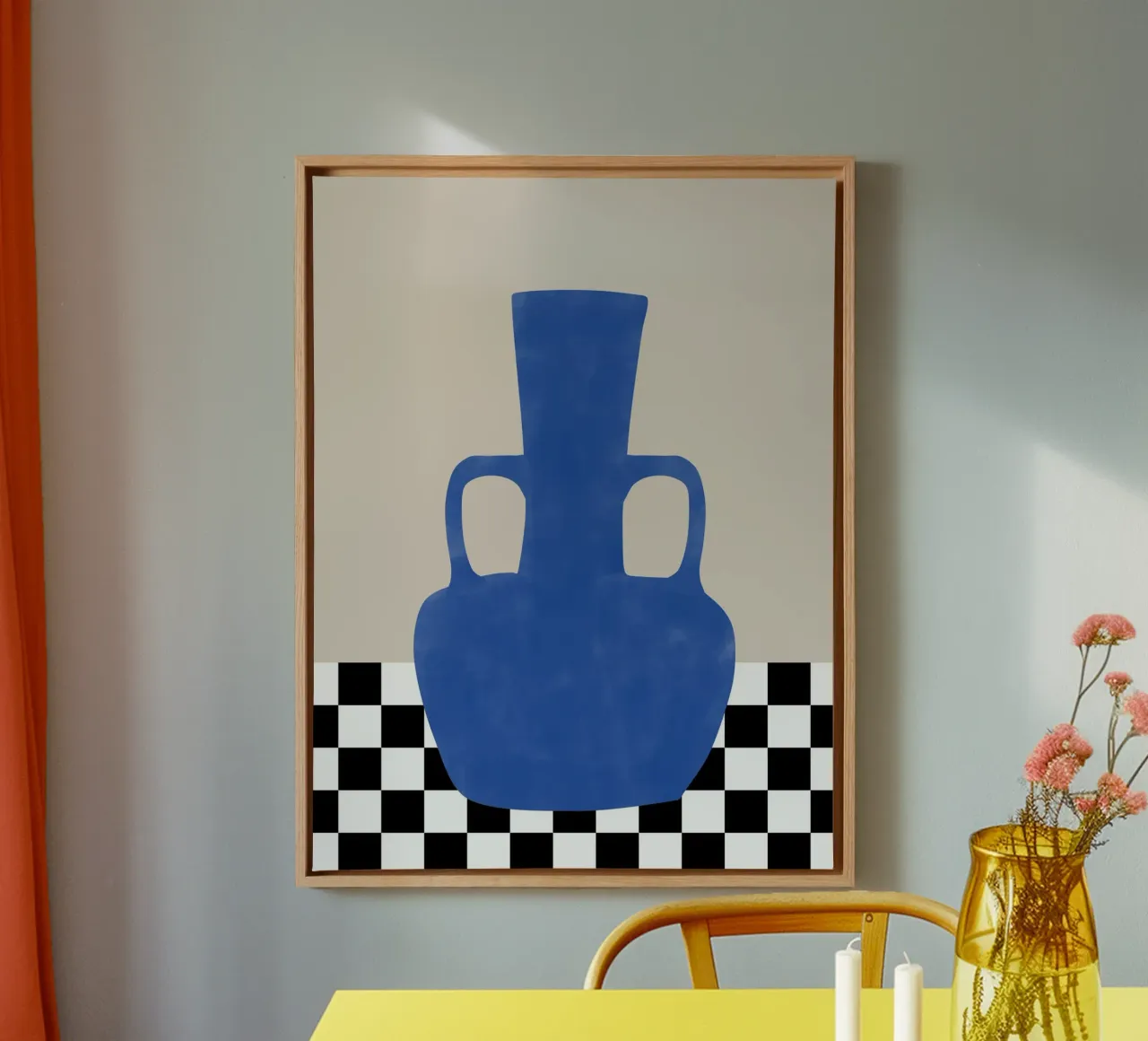 Azure Vaas Schaakbord canvas met Baklijst van Pictufy Sun & Spirit