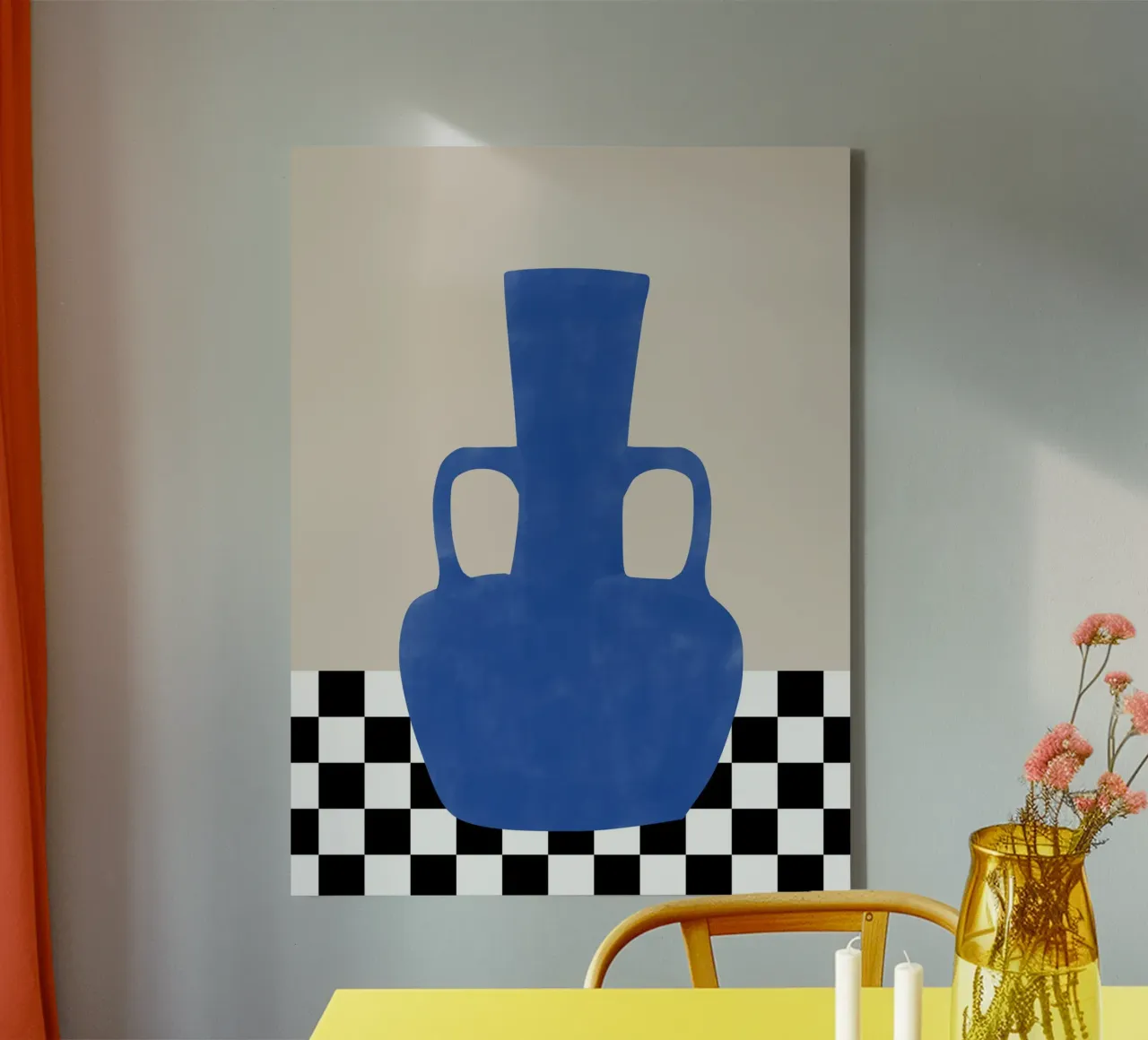 Azure Vaas Schaakbord canvas met Baklijst van Pictufy Sun & Spirit