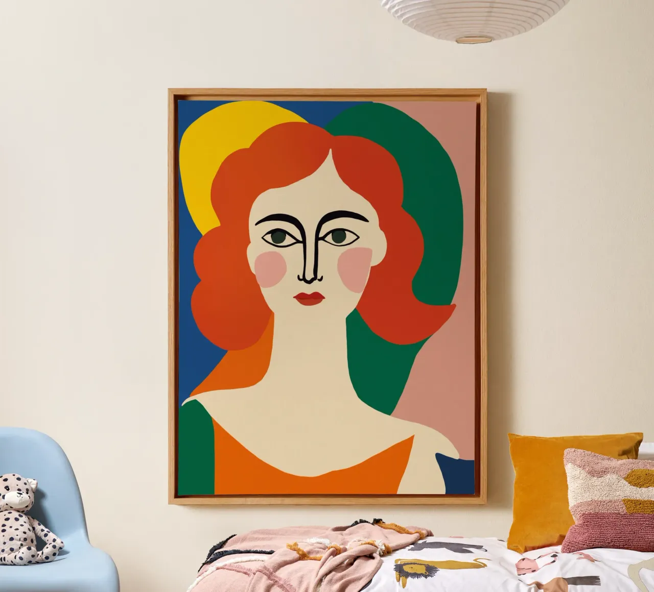 Redhead portrait canvas with Floater frame by Little Dean