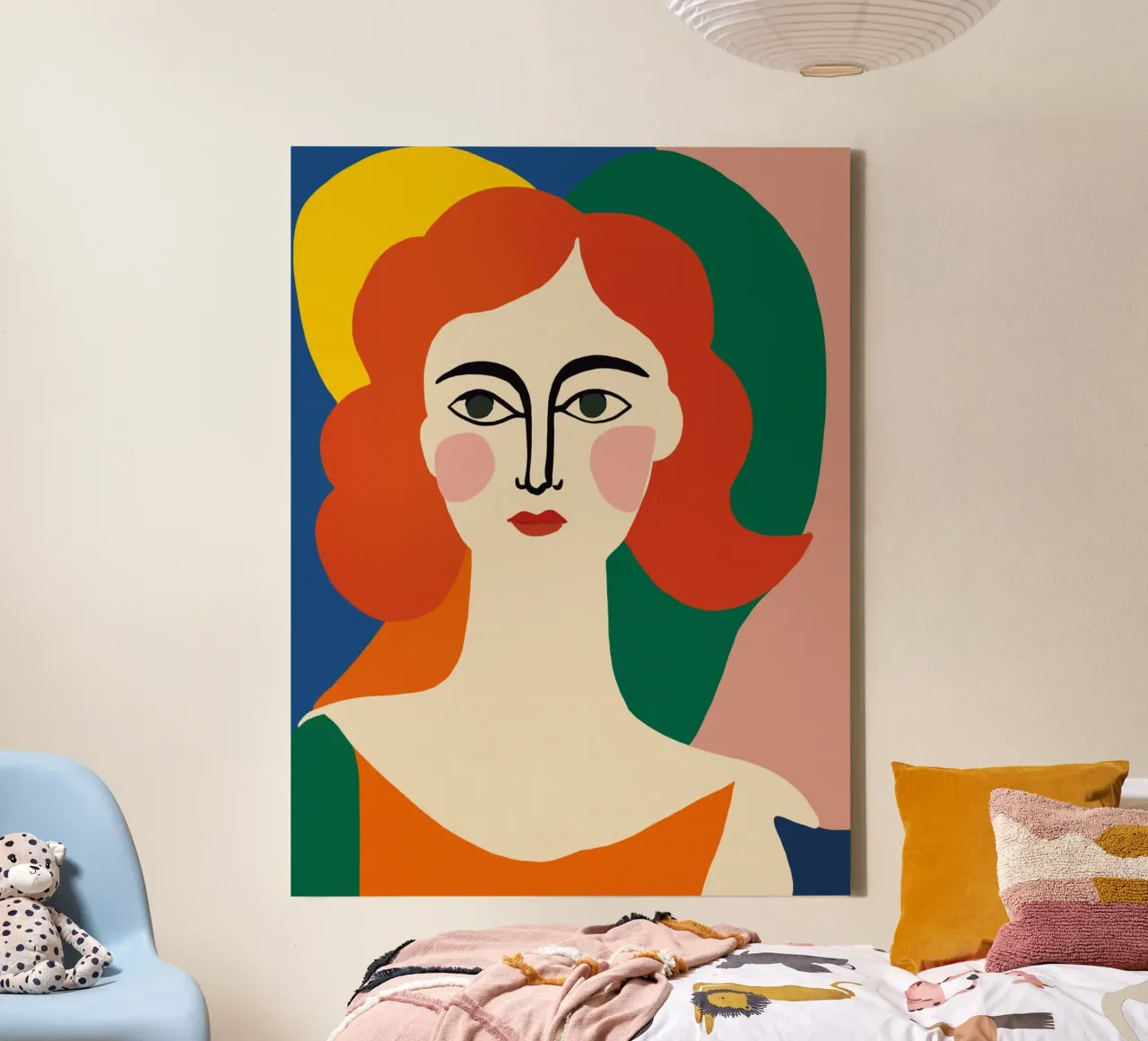 Redhead portrait canvas with Floater frame by Little Dean