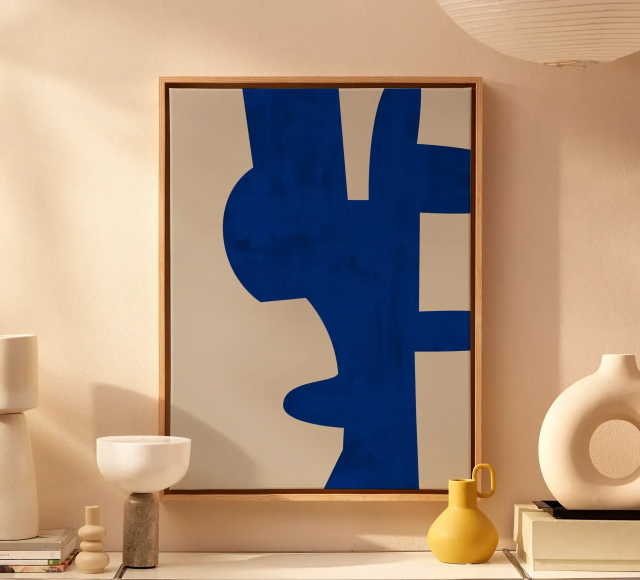 Blaue Schatten Leinwand mit Schattenfugenrahmen von Pictufy Sun & Spirit