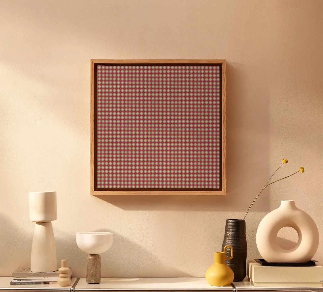 Polka dot checkers canvas by Little Dean