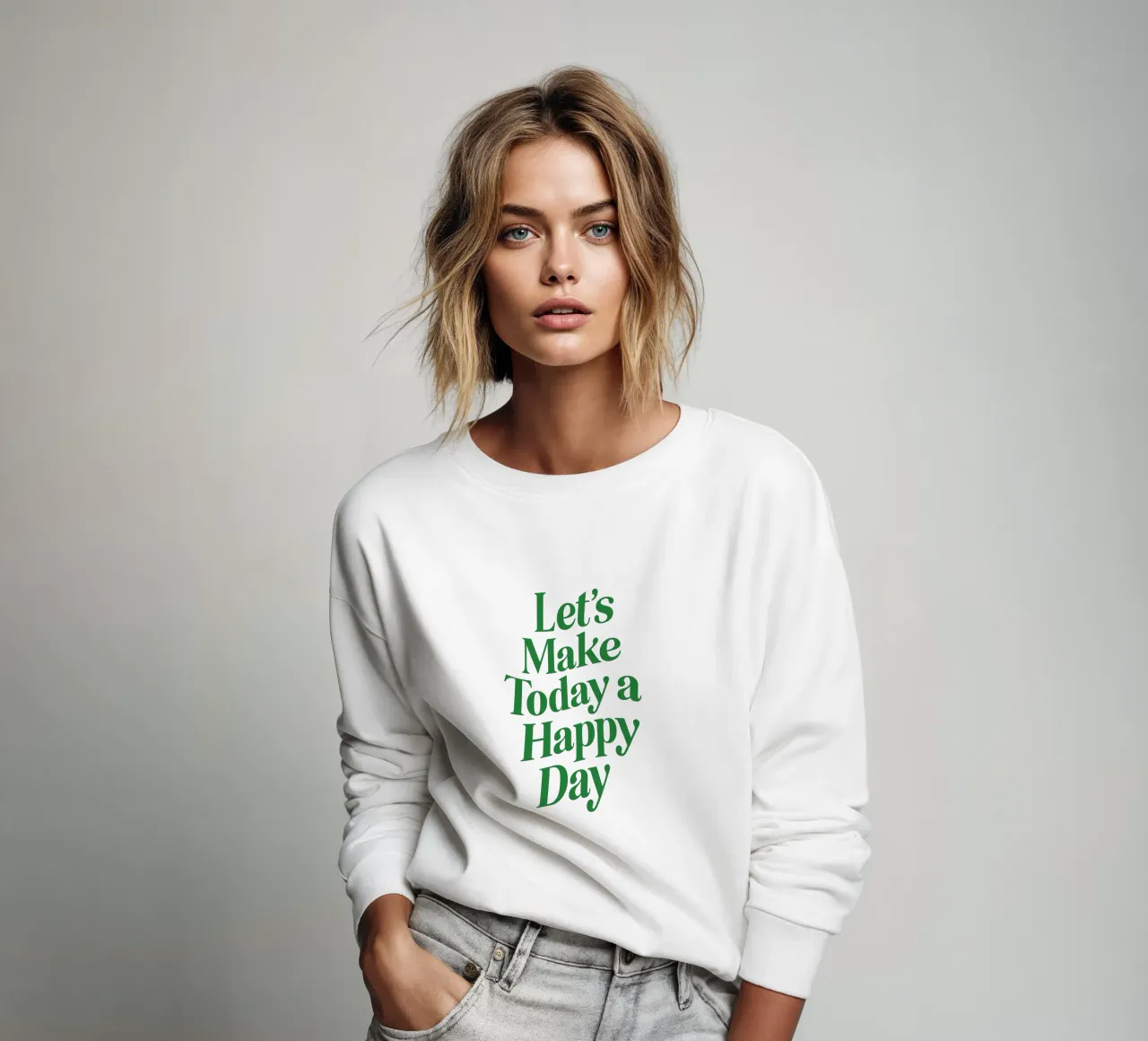 Let's Make Today a Happy Day Optimistic Typography Print sweatshirt by THE MOTIVATED TYPE