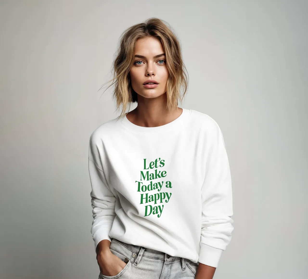 Let's Make Today a Happy Day Optimistic Typography Print sweatshirt by THE MOTIVATED TYPE