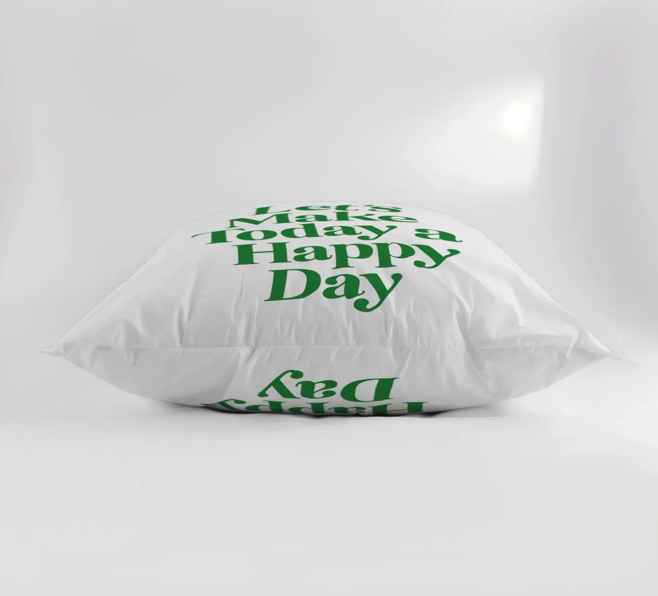 Let's Make Today a Happy Day Optimistic Typography Print decorative cushion by THE MOTIVATED TYPE