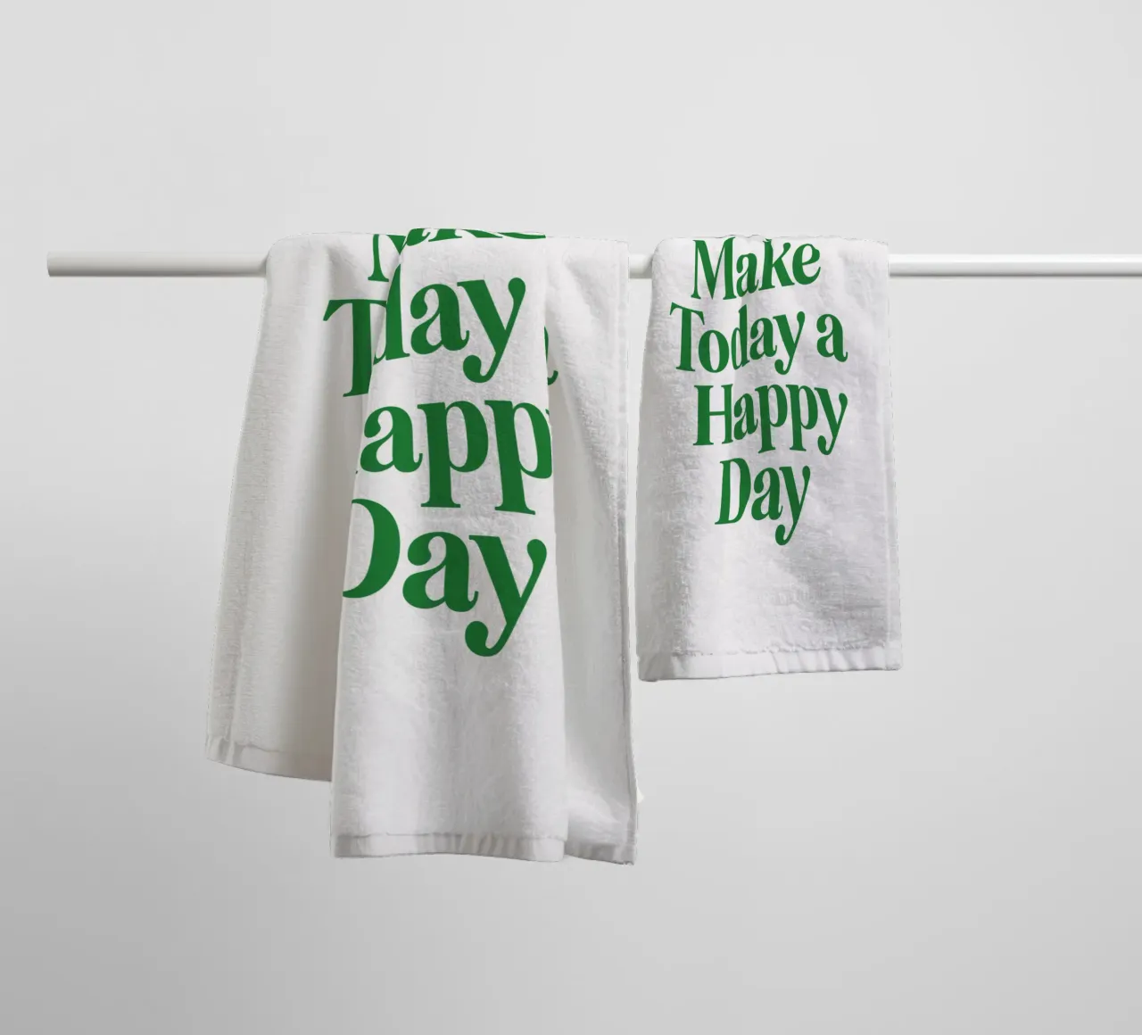 Let's Make Today a Happy Day Optimistic Typography Print towel by THE MOTIVATED TYPE