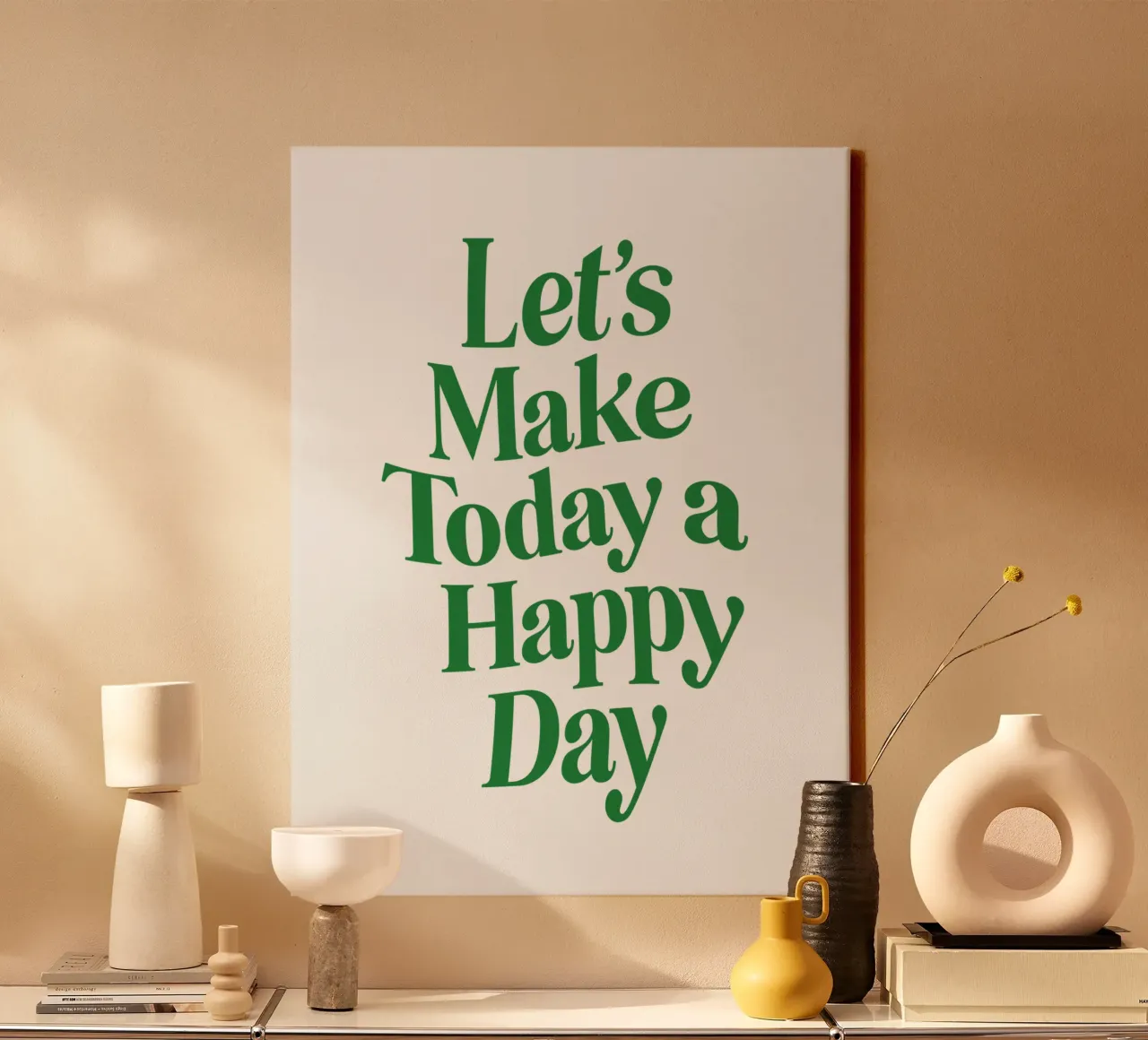 Let's Make Today a Happy Day Optimistic Typography Print canvas by THE MOTIVATED TYPE