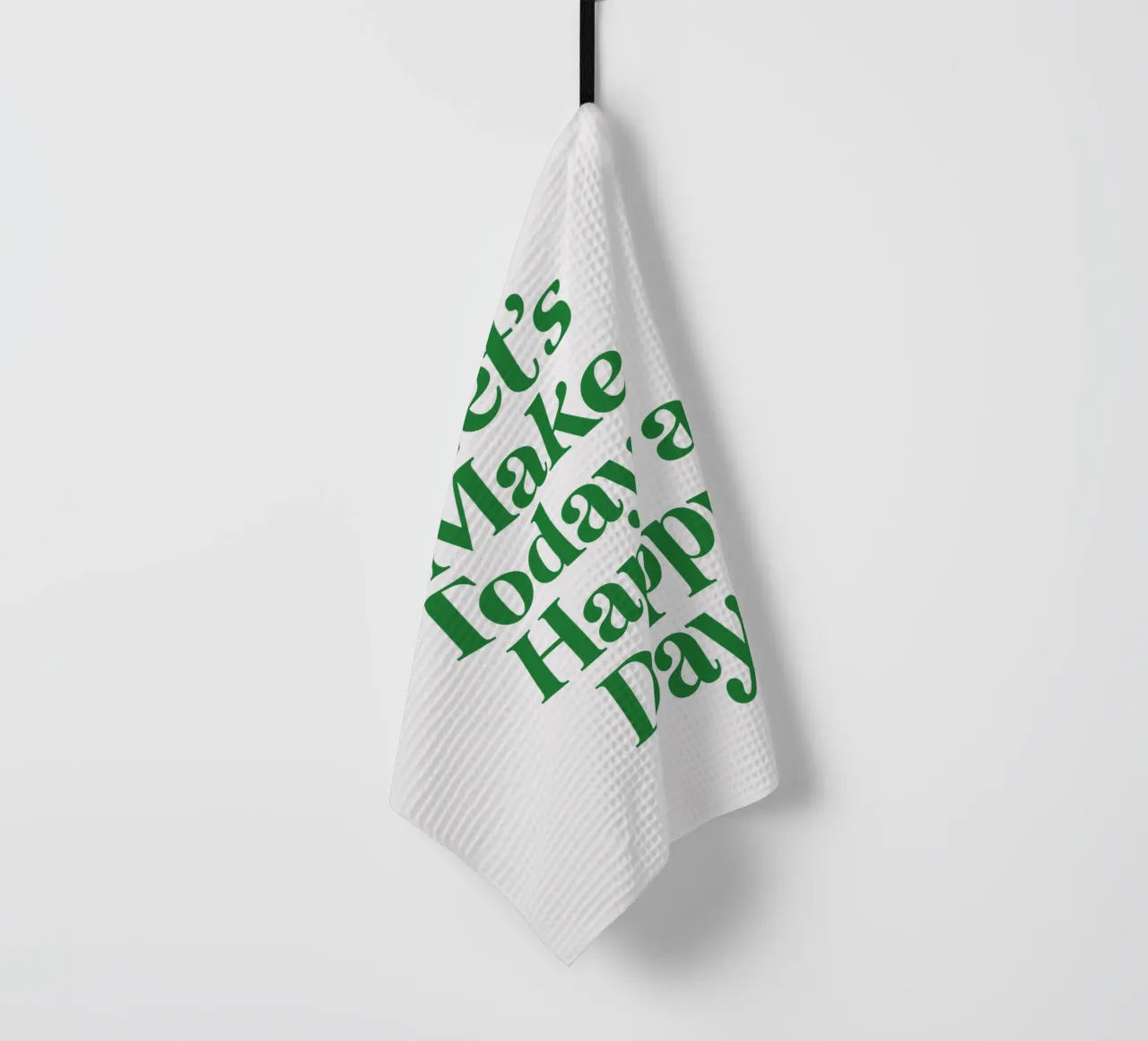 Let's Make Today a Happy Day Optimistic Typography Print tea towel by THE MOTIVATED TYPE
