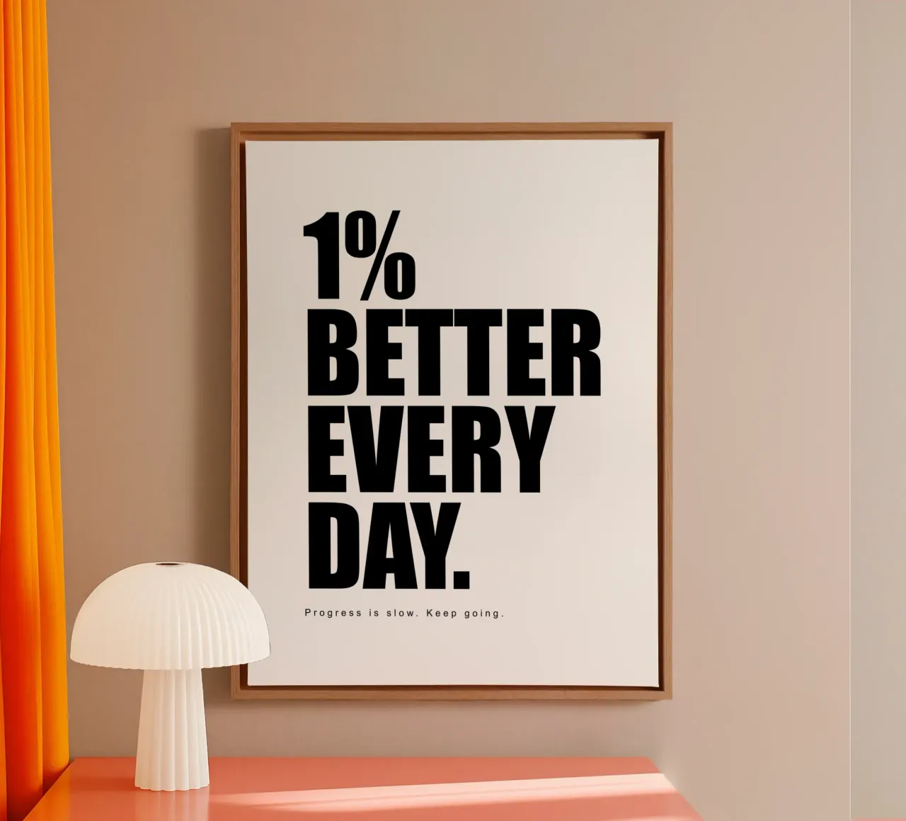 1% Mejor cada día El progreso es lento Sigue adelante lienzo con Marco flotante de Inspirify