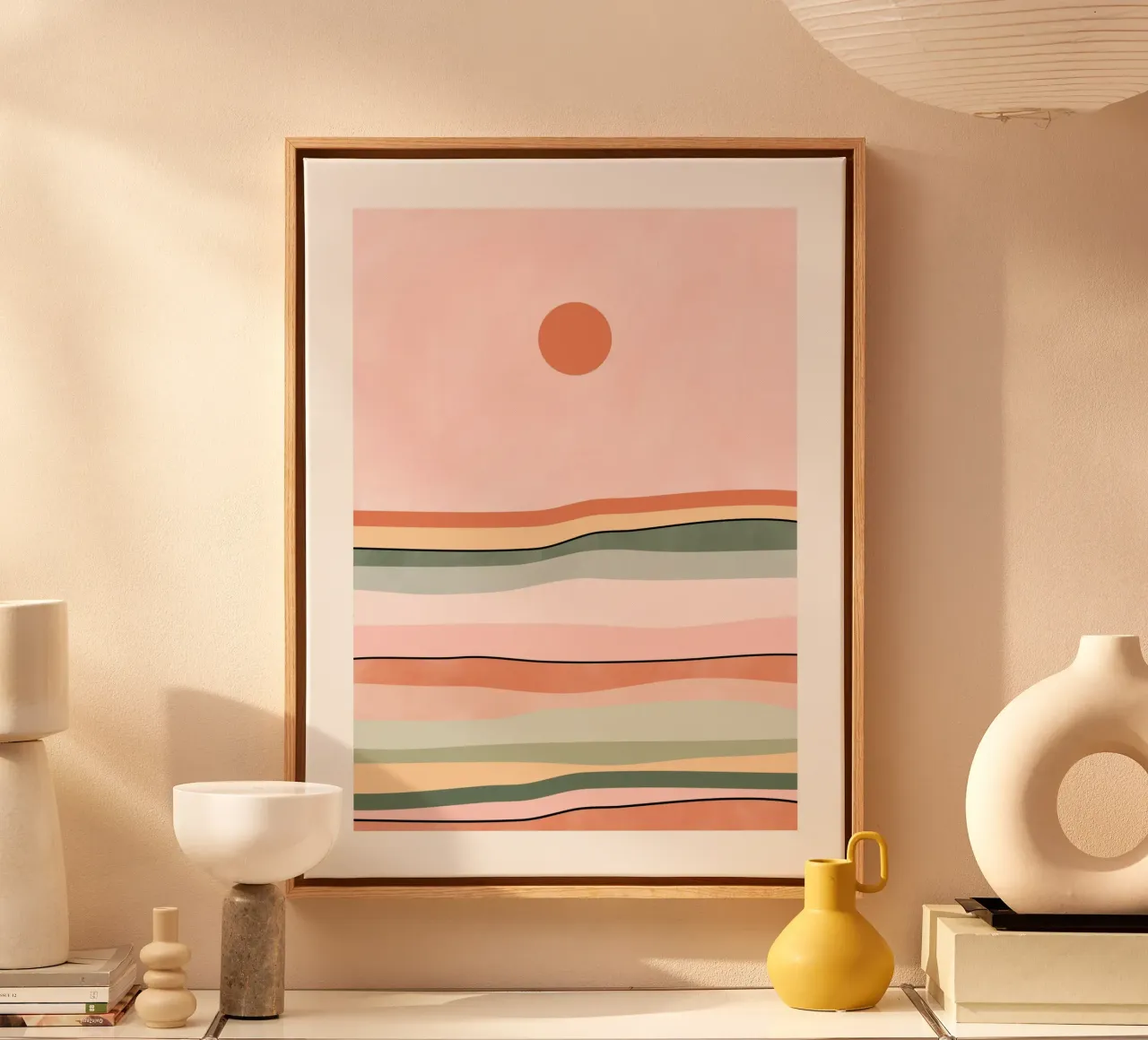 Linee di orizzonte serene tela con Cornice a cassetta da Pictufy Sun & Spirit