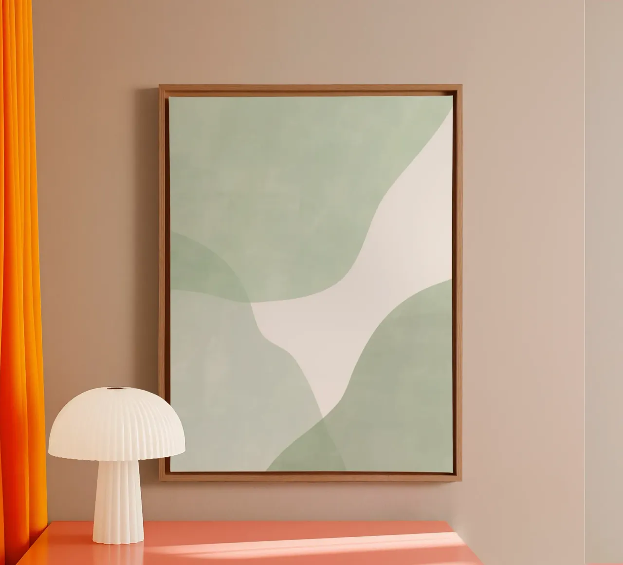 Zachte groene golven canvas met Baklijst van Pictufy Sun & Spirit