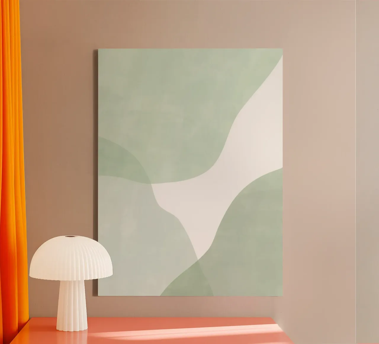 Zachte groene golven canvas met Baklijst van Pictufy Sun & Spirit