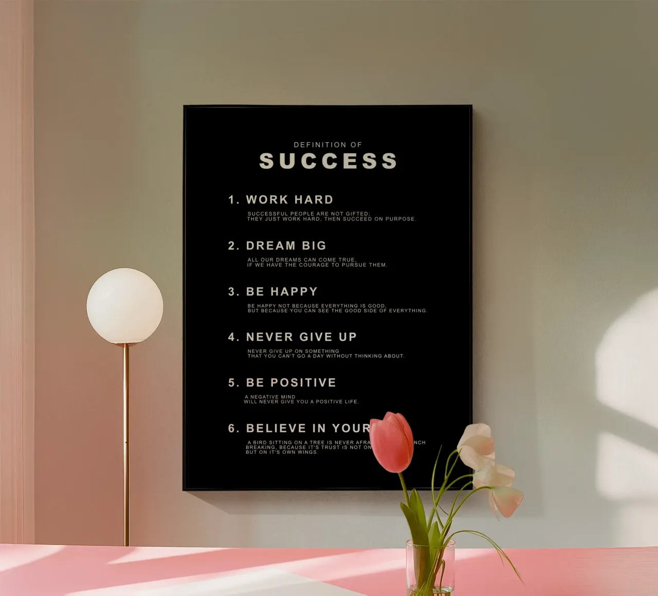 Definitie van succes: Hard werken. Droom Groot. Gelukkig zijn. acryl van Inspirify