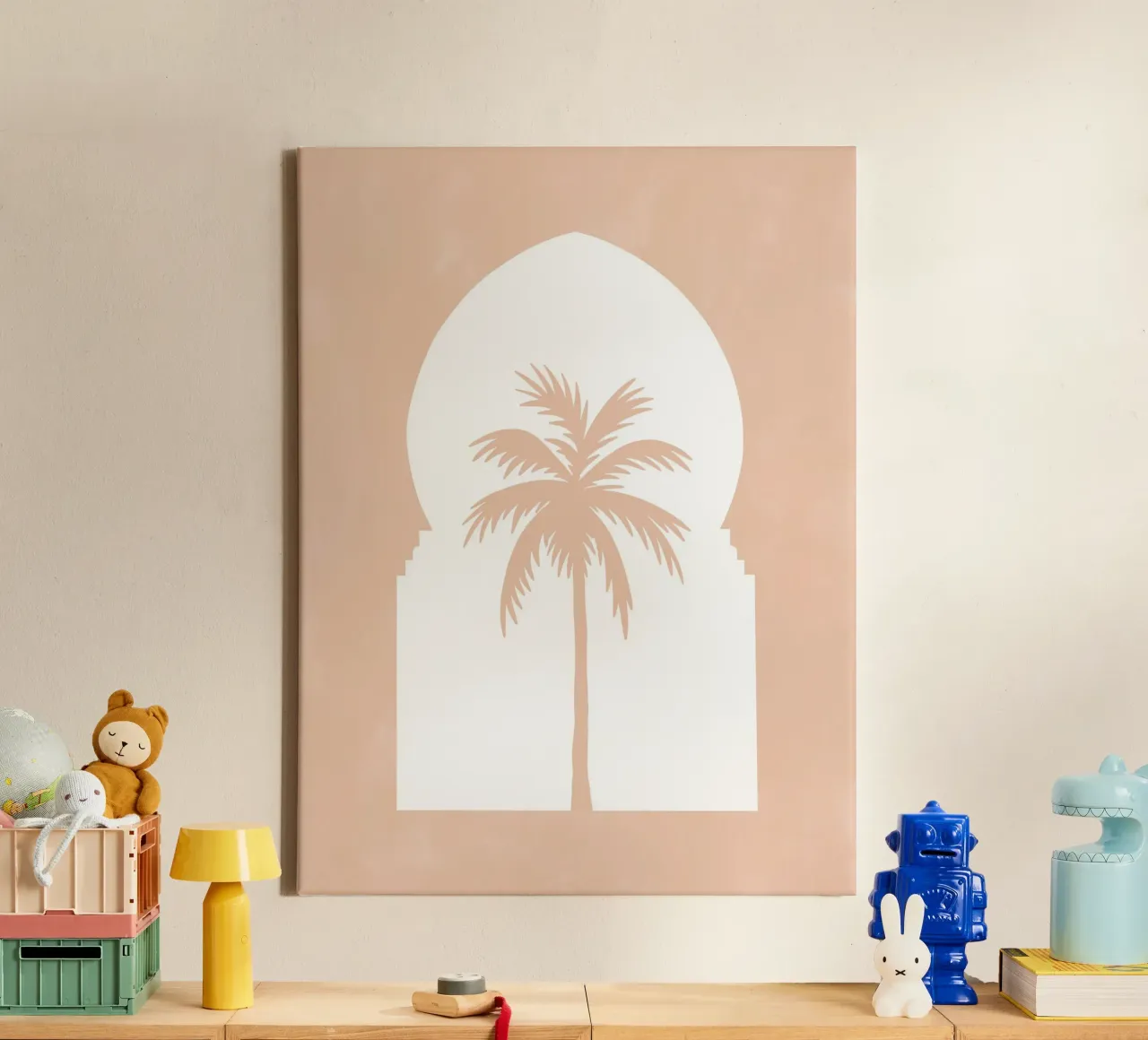 Arco con sagoma di palma tela con Cornice a cassetta da Pictufy Sun & Spirit