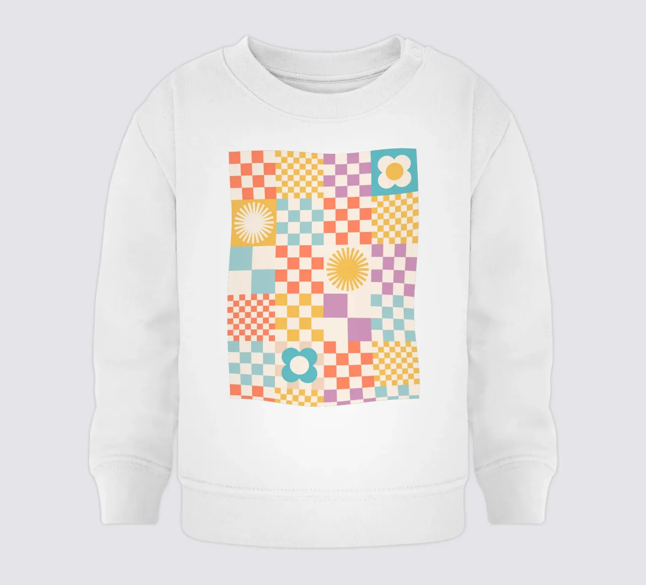 Cartamodello Retro Summer Checks & Blooms felpa neonato da Dominique Vari Abstract