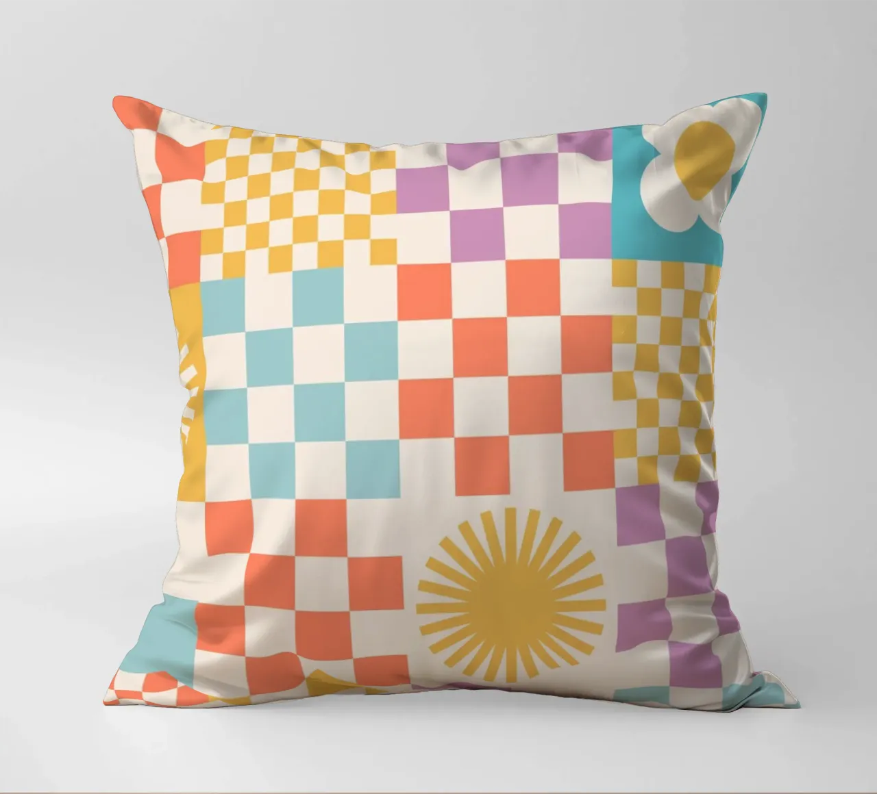 Cartamodello Retro Summer Checks & Blooms cuscino da Dominique Vari Abstract