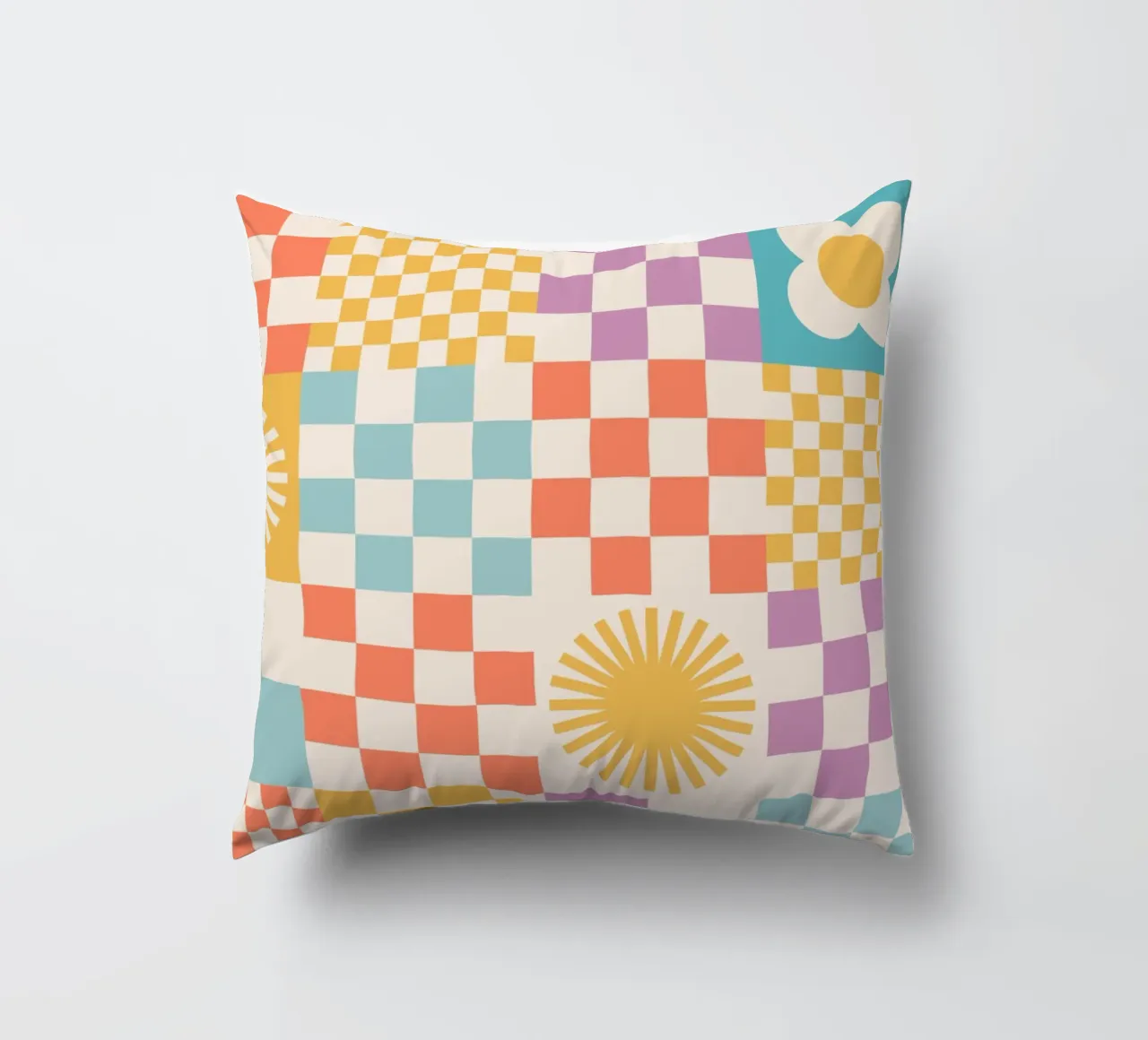 Cartamodello Retro Summer Checks & Blooms cuscino da Dominique Vari Abstract