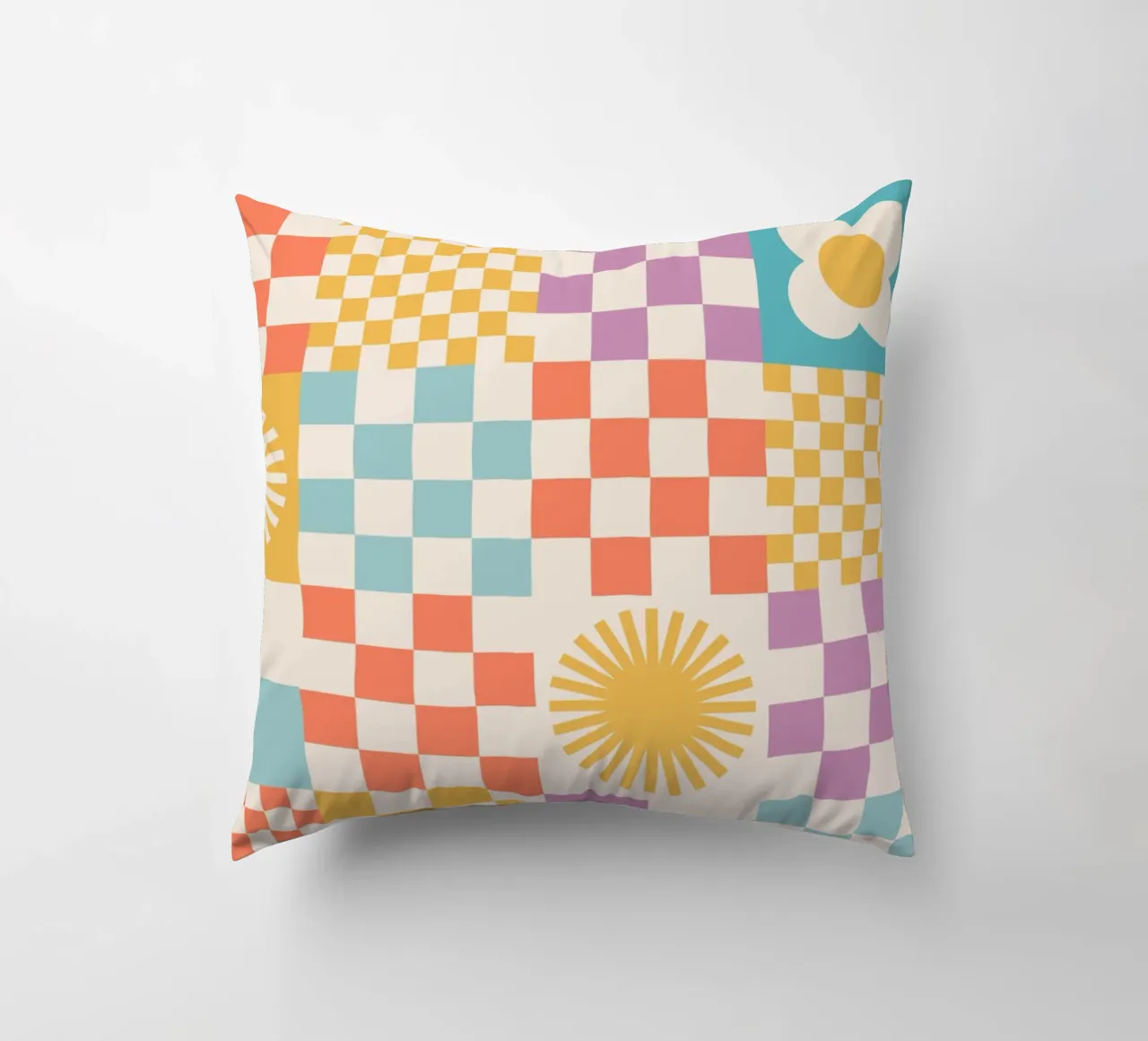 Cartamodello Retro Summer Checks & Blooms cuscino da Dominique Vari Abstract
