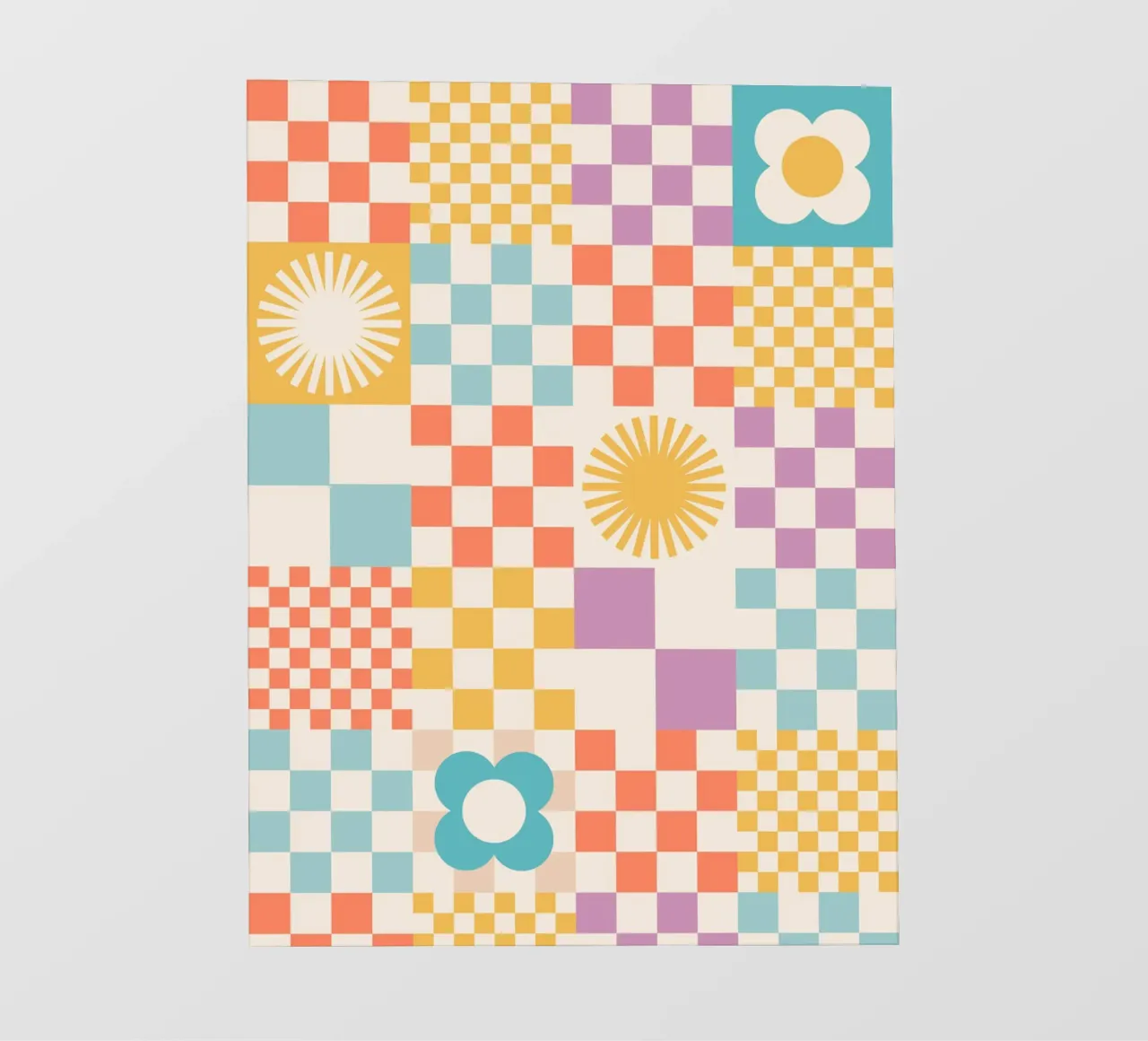 Cartamodello Retro Summer Checks & Blooms pellicola backlit da Dominique Vari Abstract
