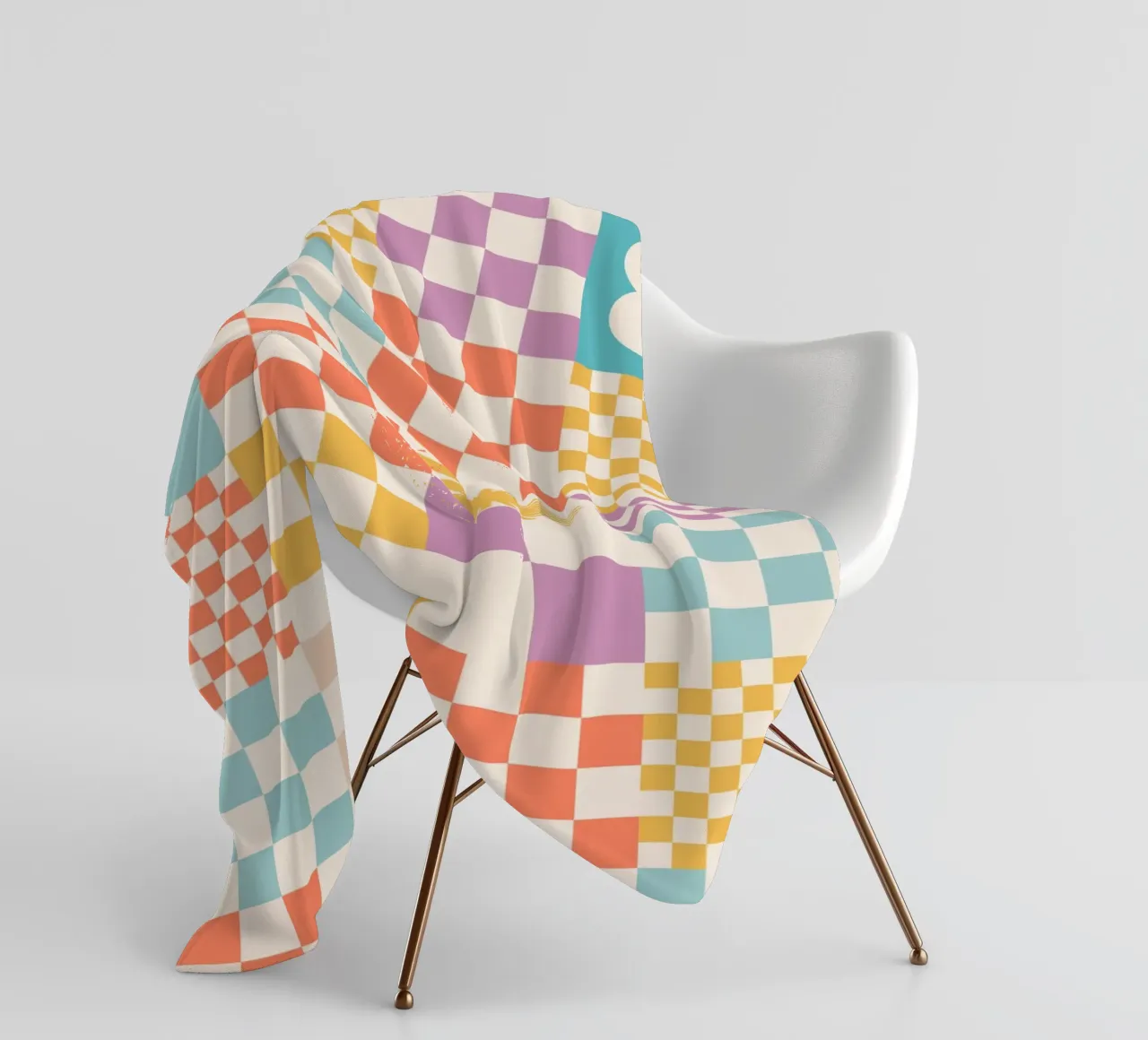 Cartamodello Retro Summer Checks & Blooms coperta in pile da Dominique Vari Abstract