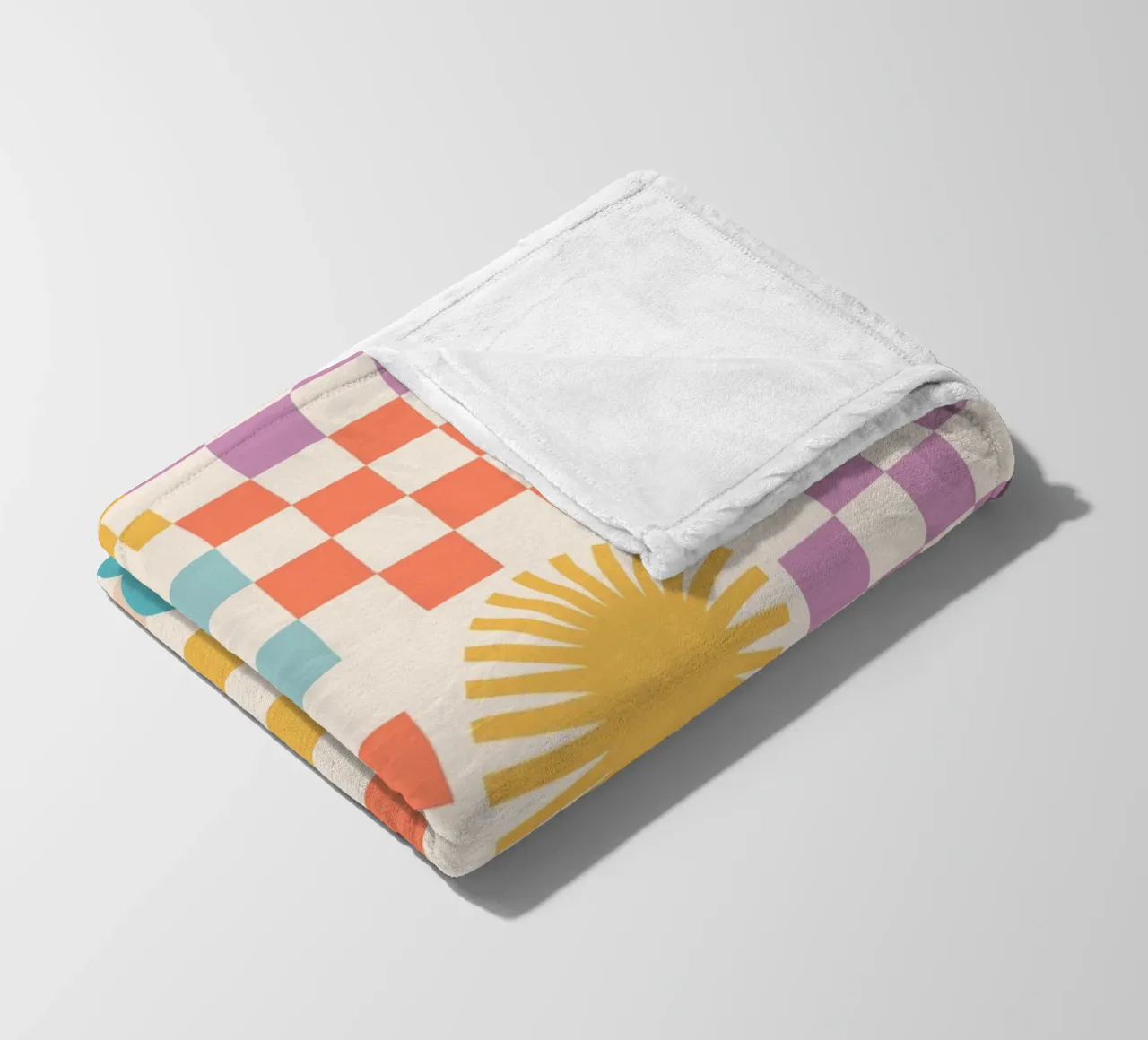Cartamodello Retro Summer Checks & Blooms coperta in pile da Dominique Vari Abstract