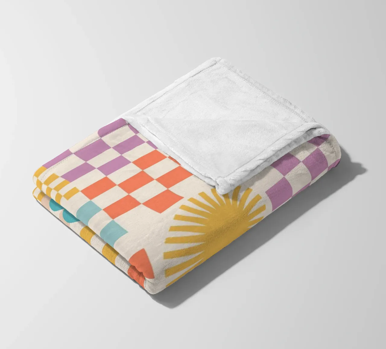 Cartamodello Retro Summer Checks & Blooms coperta in pile da Dominique Vari Abstract