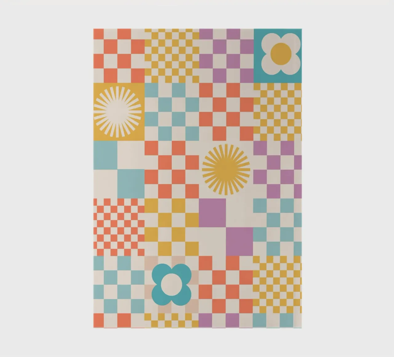 Retro Summer Checks & Blooms Pattern notebook by Dominique Vari Abstract