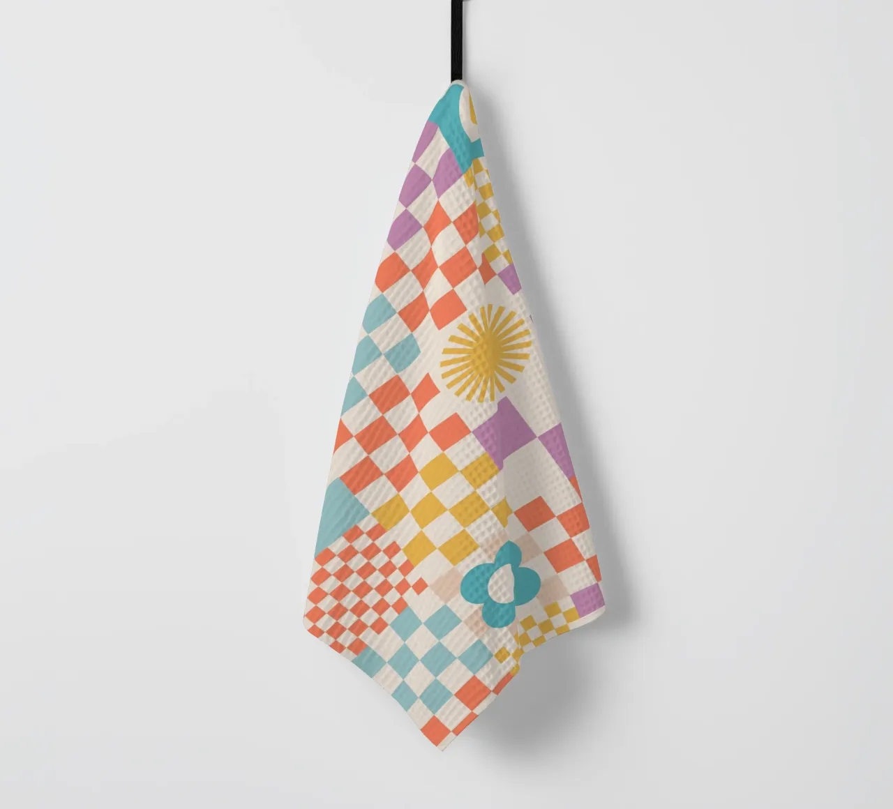 Motif Retro Summer Checks & Blooms torchon de Dominique Vari Abstract