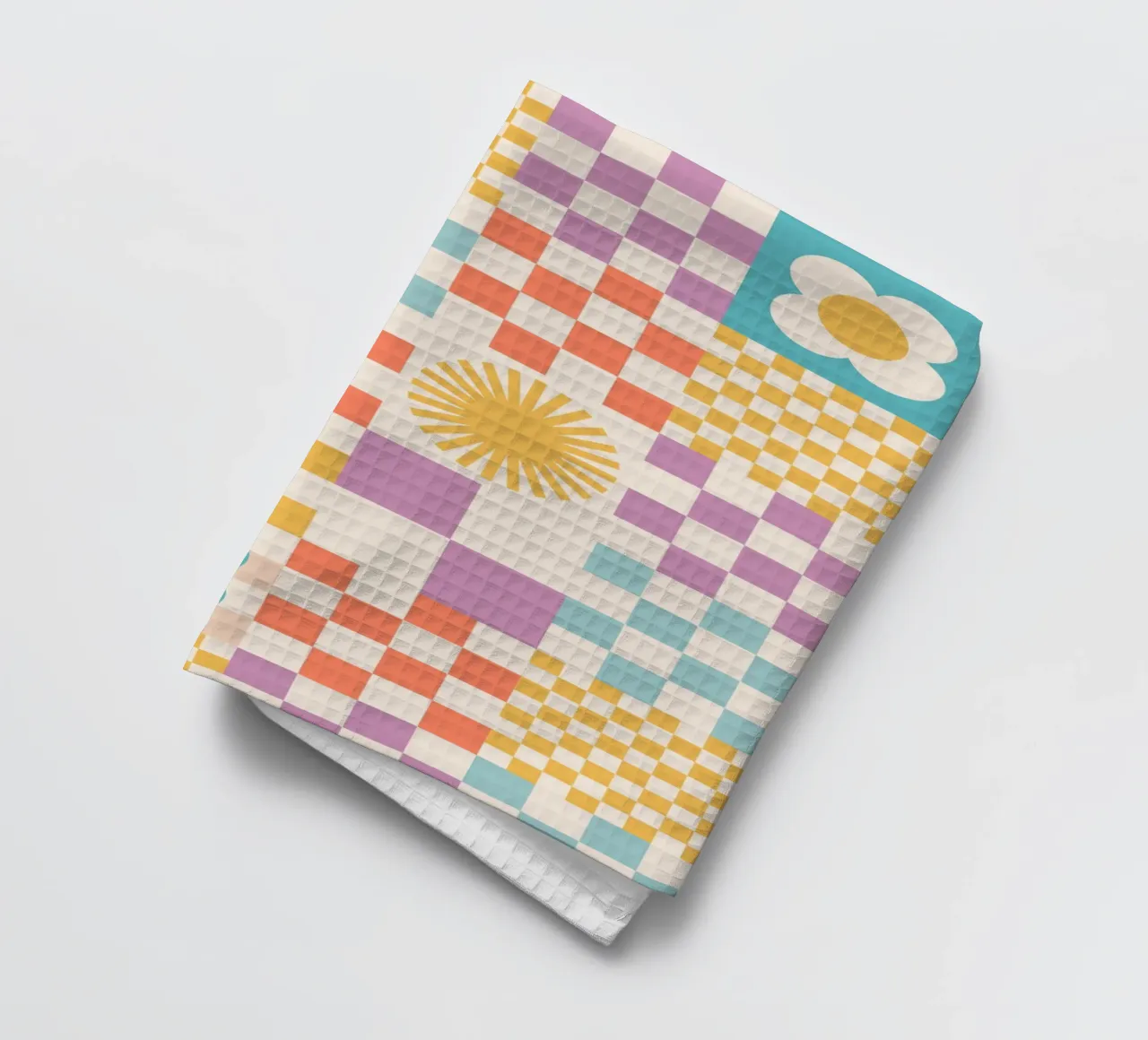 Motif Retro Summer Checks & Blooms torchon de Dominique Vari Abstract