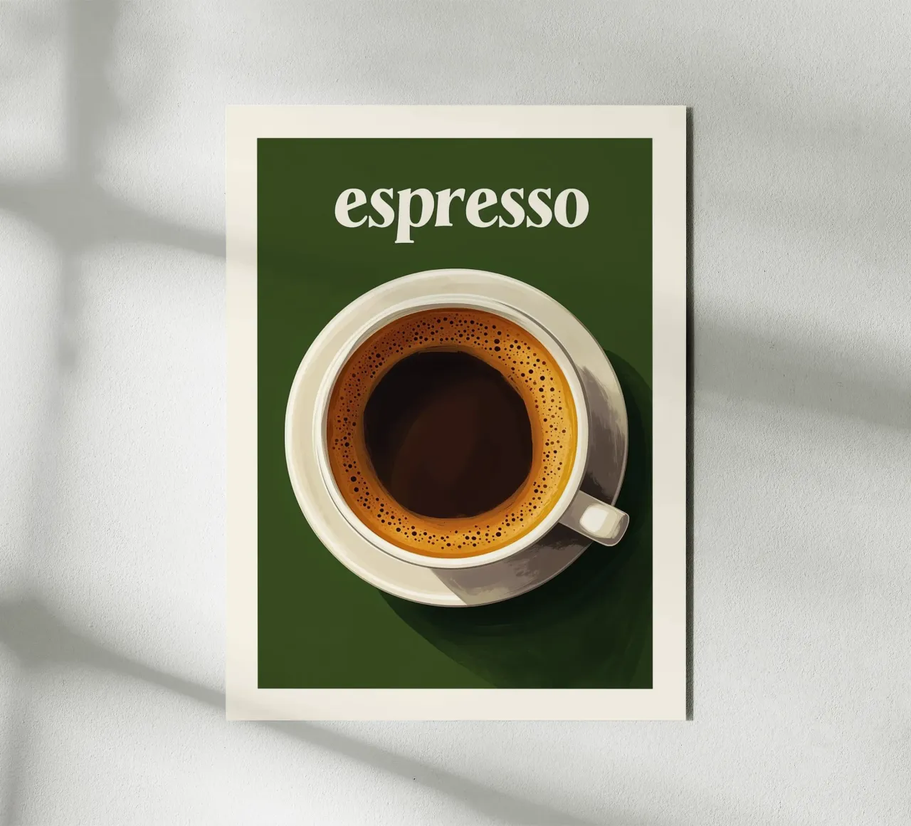 Poster artistico sul caffè espresso gialloverde alluminio dibond da Spice & Style
