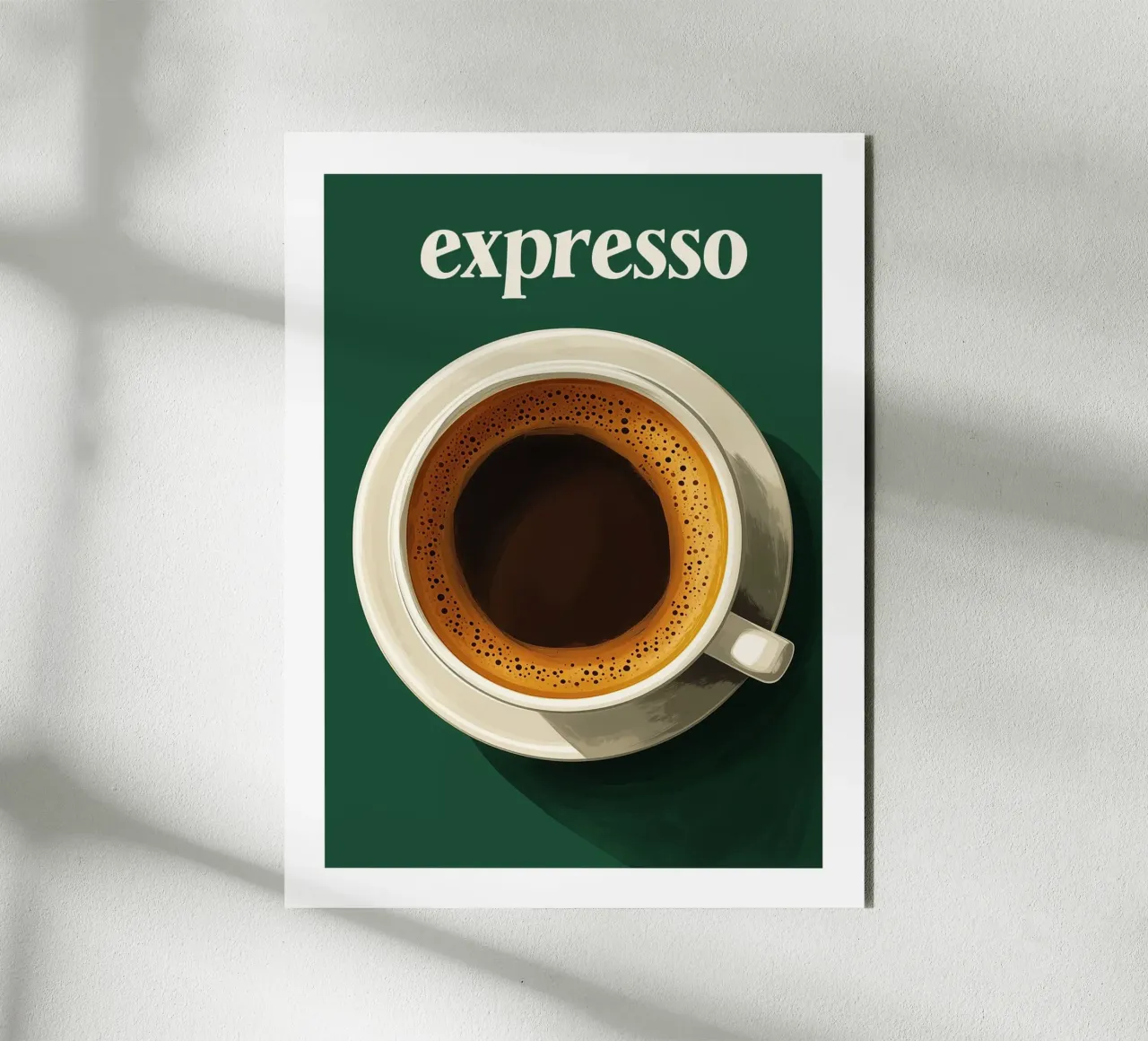 caffè espresso su sfondo verde alluminio dibond da Spice & Style