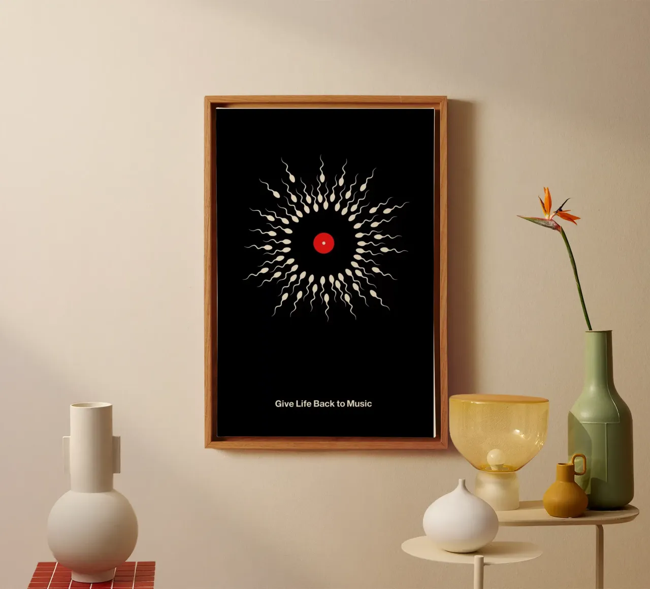 Give Life Back to Music canvas met Baklijst van Viktor Hertz