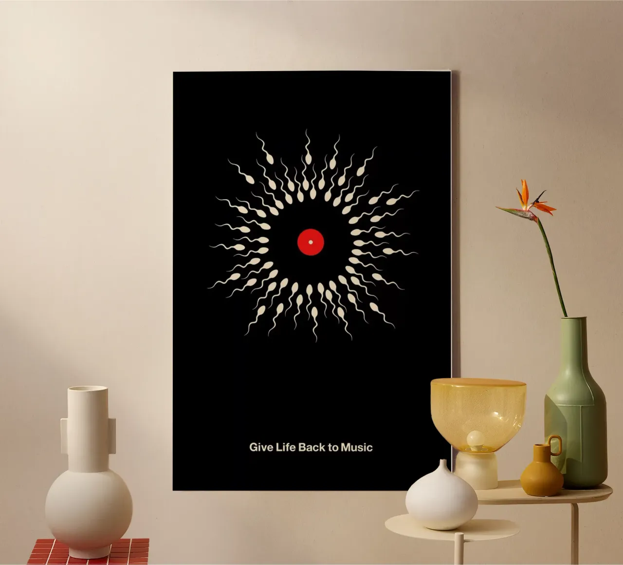 Give Life Back to Music canvas met Baklijst van Viktor Hertz