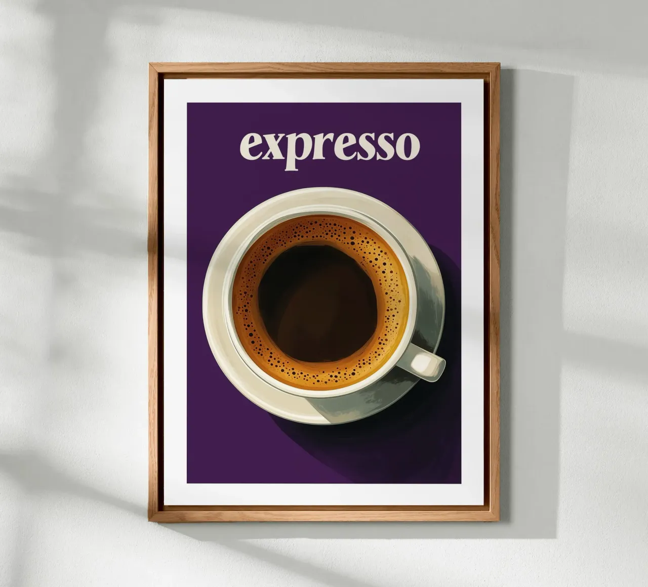 Caffè espresso su sfondo viola alluminio dibond da Spice & Style