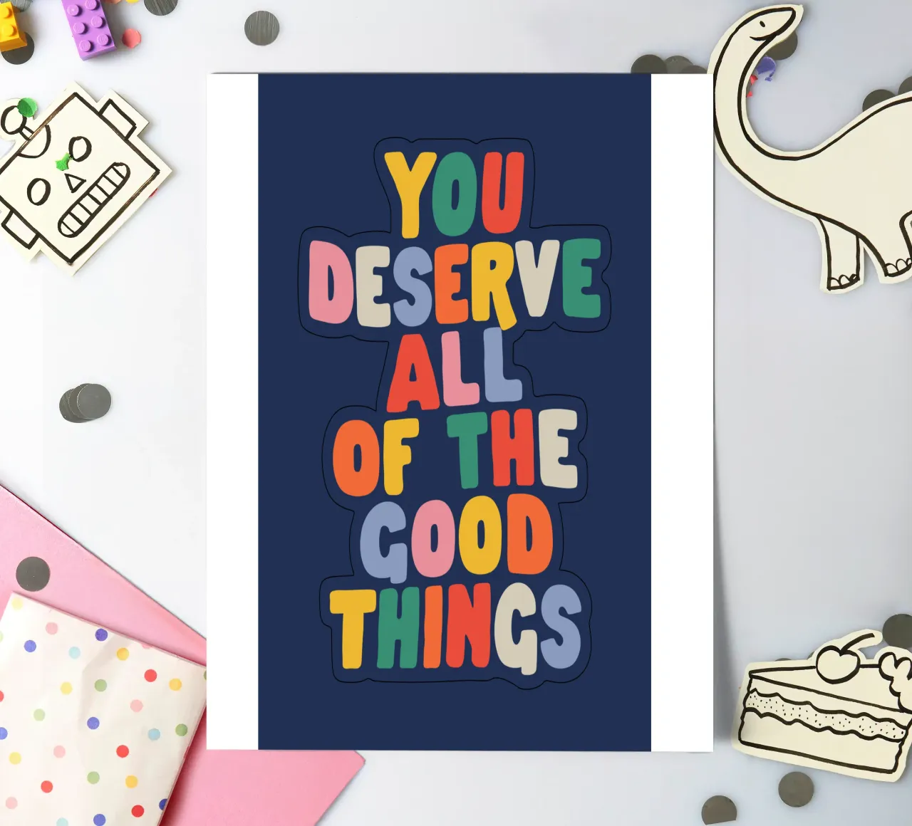You Deserve All of the Good Things Good Vibes Typography sticker sheet by THE MOTIVATED TYPE
